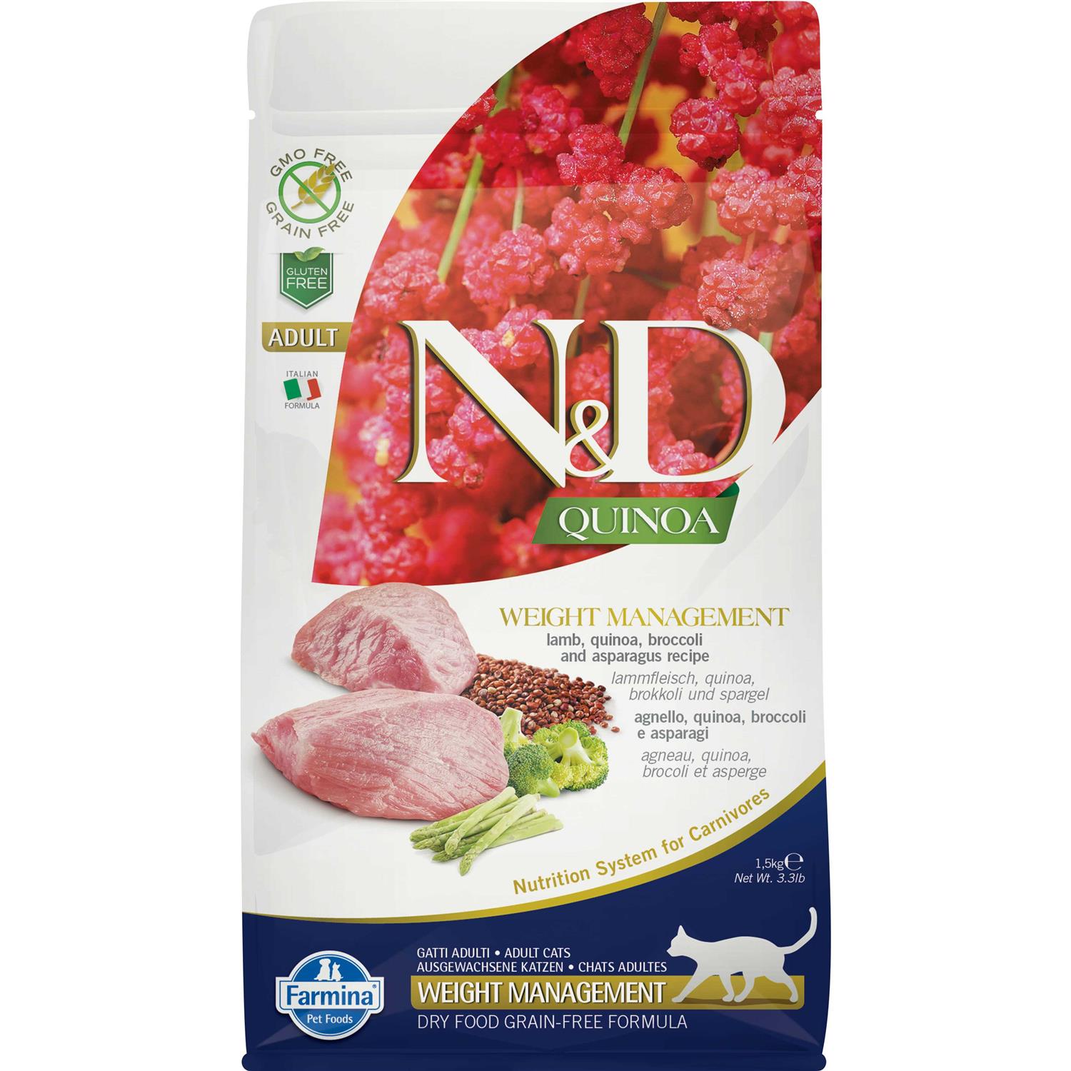 Farmina N&D Quinoa Weight Management Lamb Dry Cat Food - Healthber