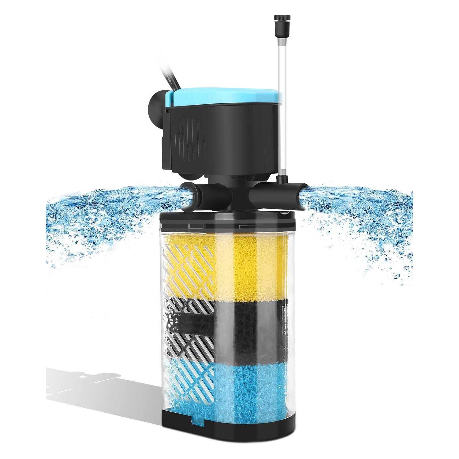 AquaMiracle Aquarium Filter 3-Stage in-Tank Filter Internal Fish Tank Filter Turtle Filter Fish Tanks with Dual Water Outlet - Healthber