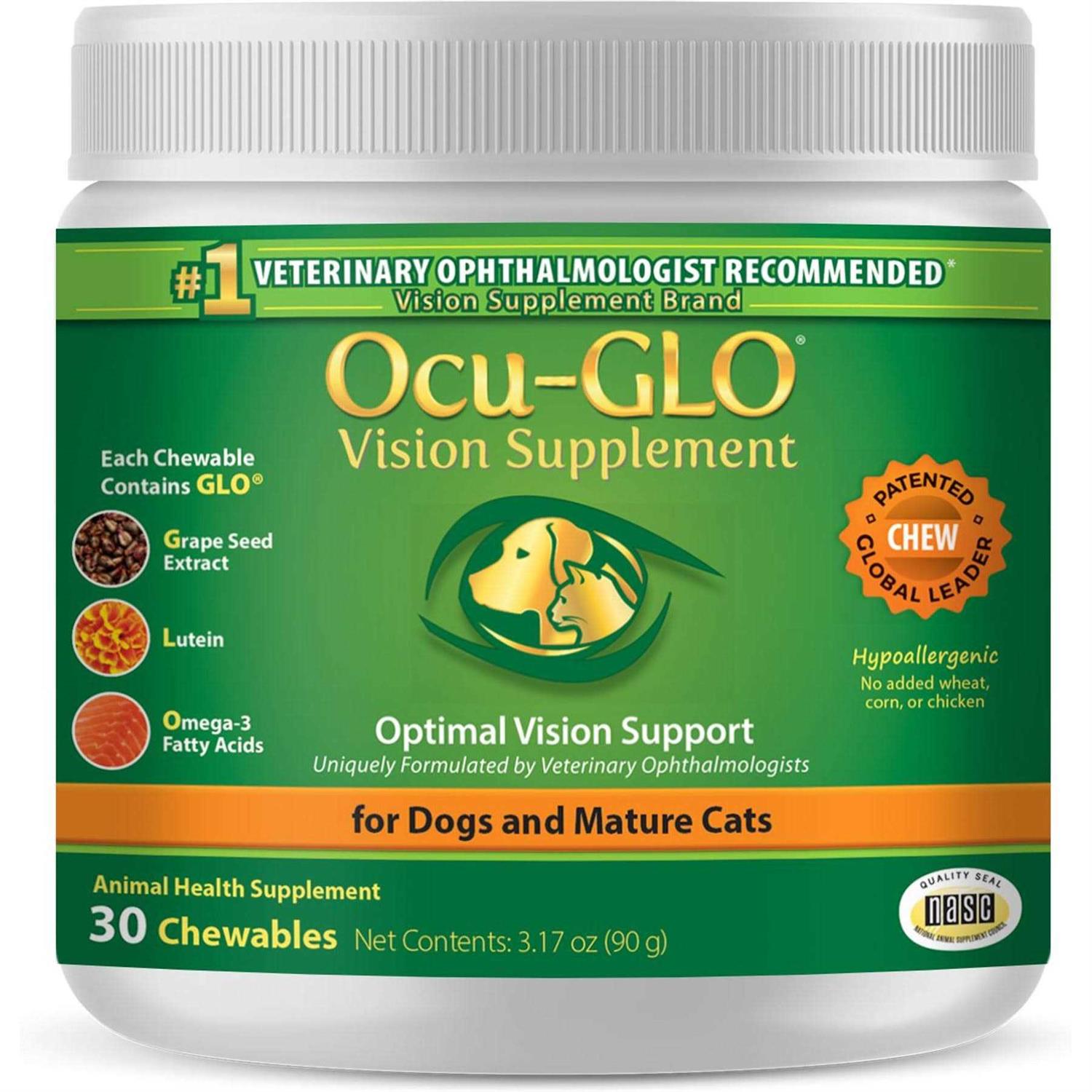 Ocu-GLO Vision Supplement Chewables for Small to Medium Dogs and Cats - Healthber