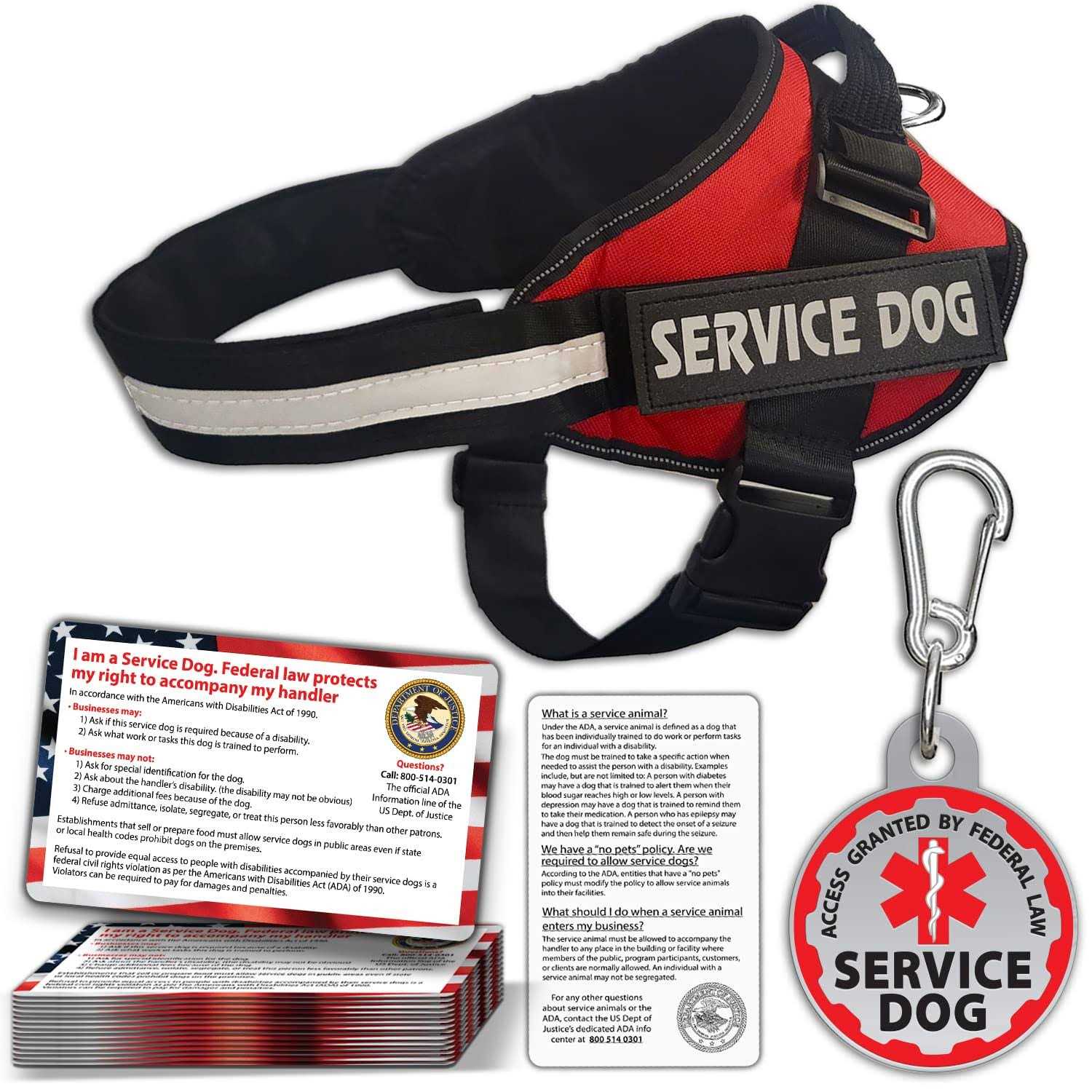 Pelto Service Dog Vest + ID Tag + 50 ADA Information Cards Service Dog Harness w patch in Sizes X Small to XX Large - Healthber