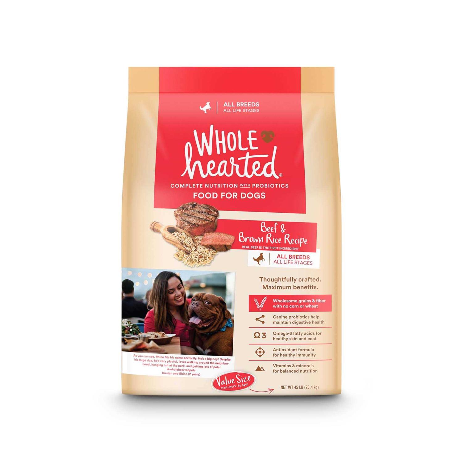 WholeHearted All Life Stages Beef and Brown Rice Recipe Dry Dog Food - Healthber