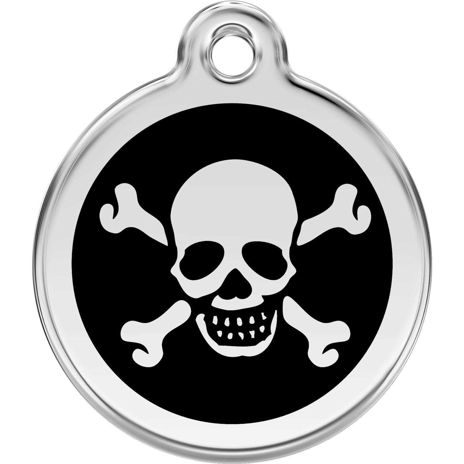 Red Dingo Enamel Pet ID Tag Skull & Cross Bone - Healthber