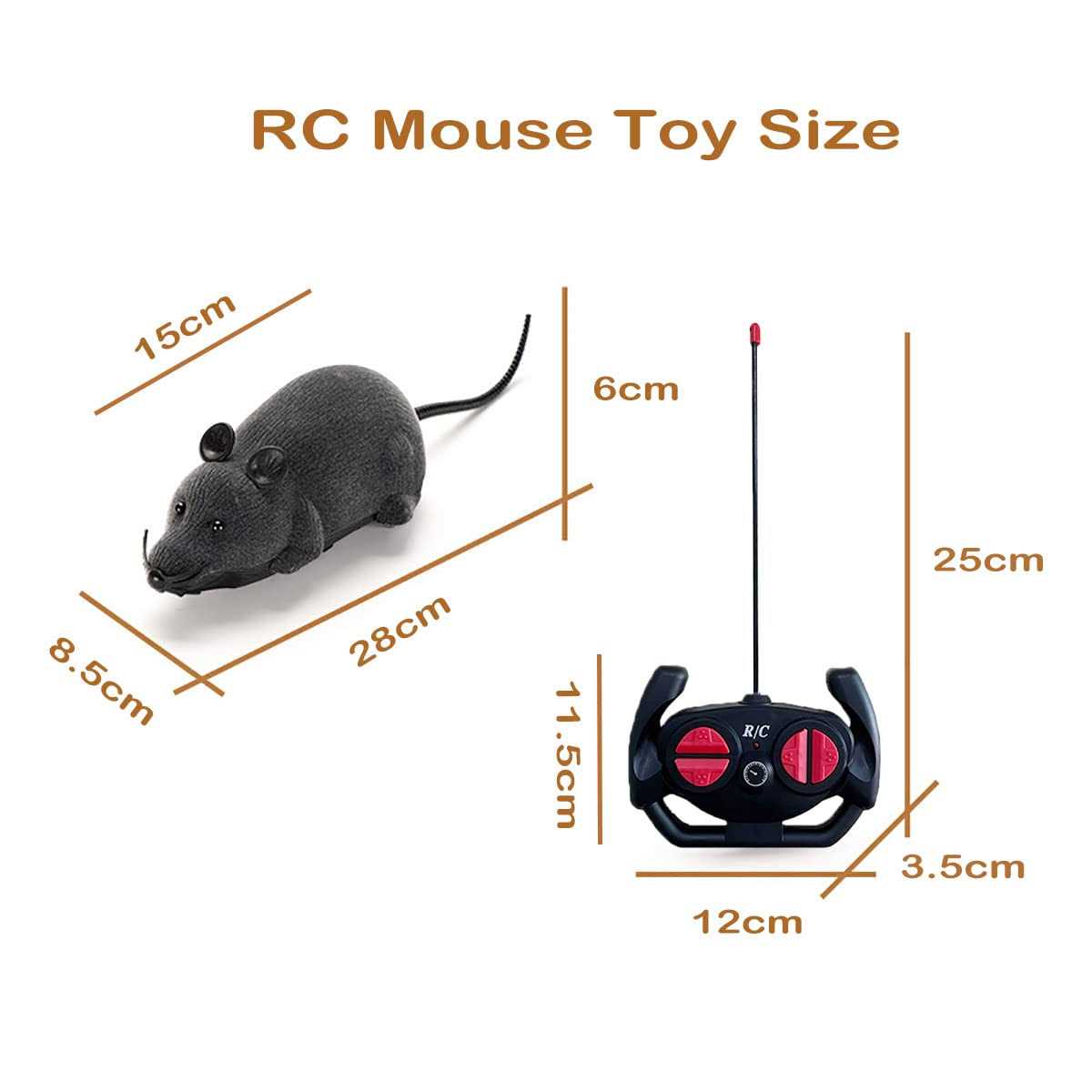 Giveme5 Remote Control Fake Rat Realistic Mouse Cat Toy Mice RC Toy Cat Mice Animal Interactive Toy Figures Cat Running Wheel Wireless Chasing Prank - Healthber