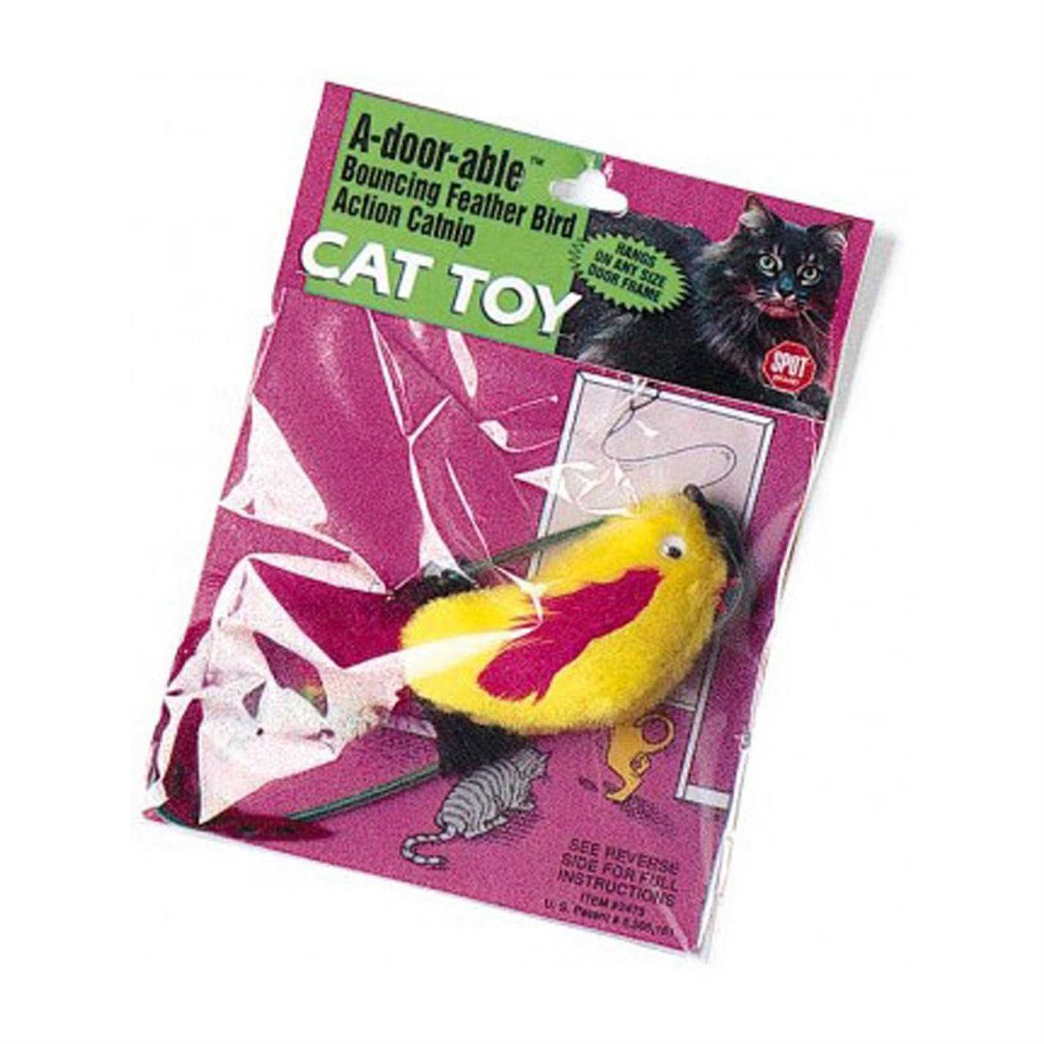 Spot A-Door-Able Bouncing Plush Bird with Feather Tail Cat Toy - Healthber
