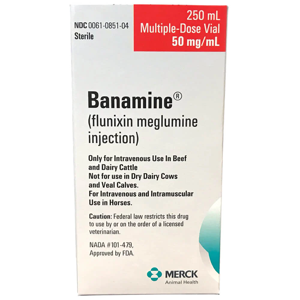 Rx Banamine (flunixin meglumine) Injection Solution, 50 mg/mL x 100 mL - Healthber