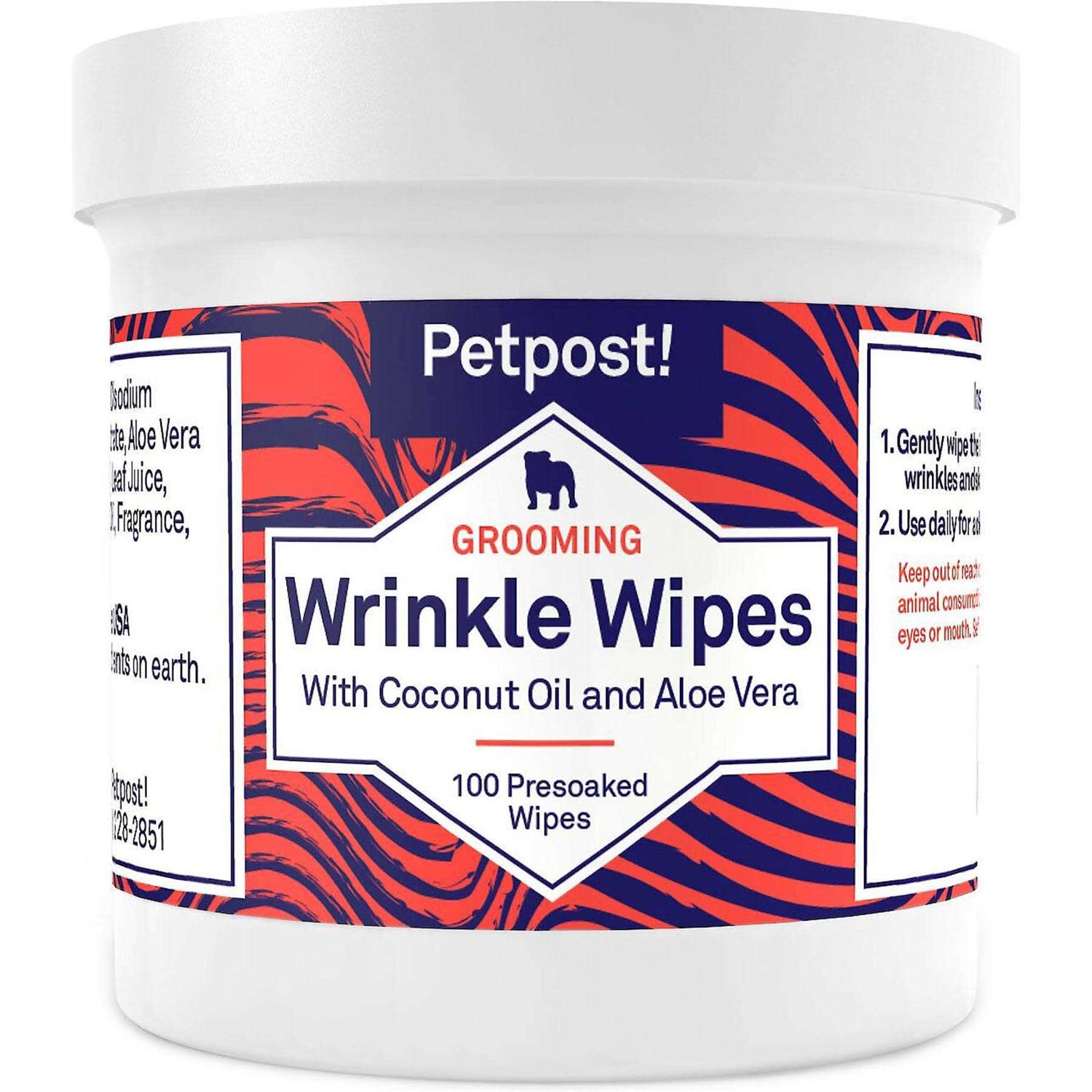 Petpost Bulldog Wrinkle Wipes for Dogs Cleans and Soothes Pug Wrinkles and Folds - Healthber