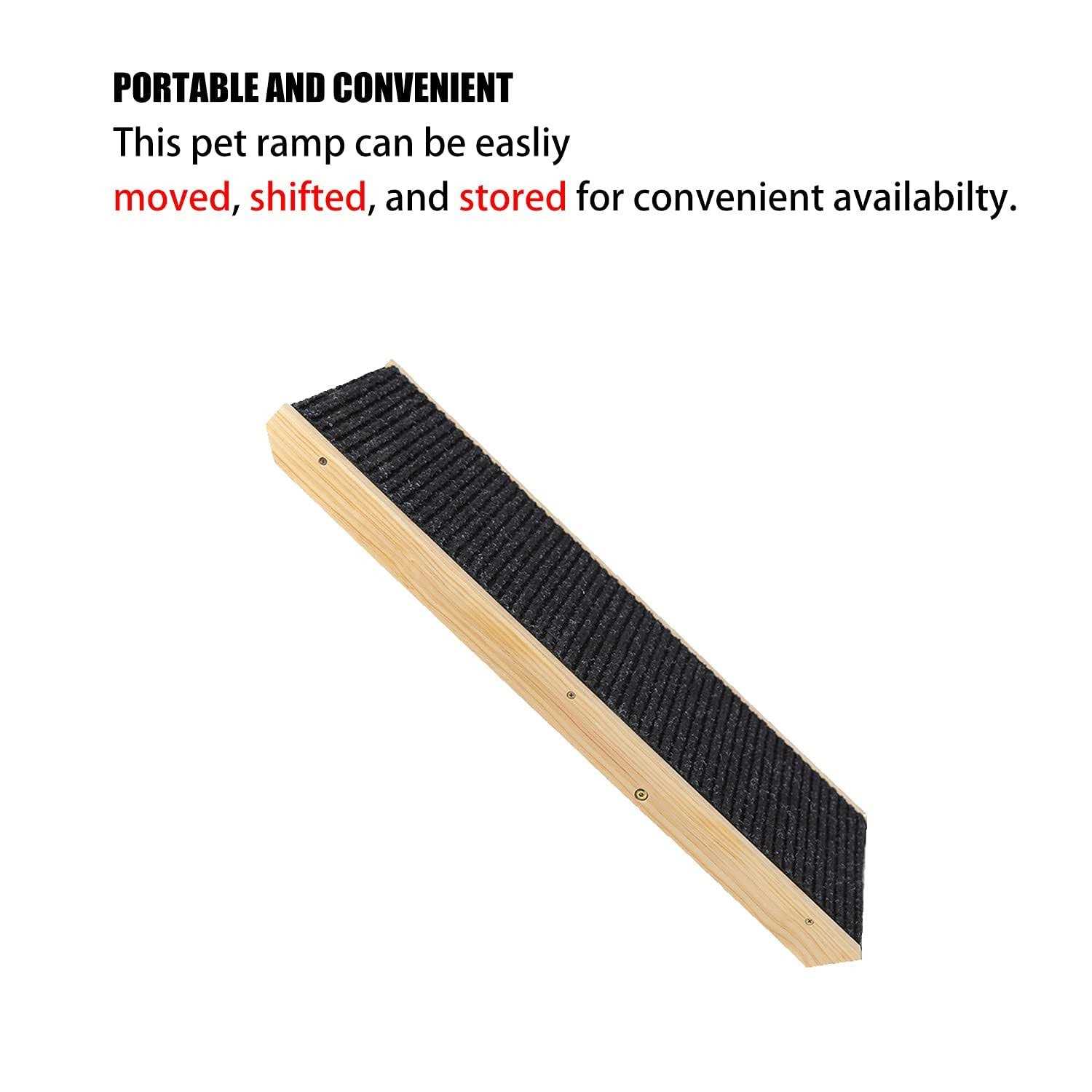 MEWANG 19 Tall Adjustable Pet Ramp Wooden Folding Portable Dog & Cat Ramp Perfect for Bed and Car Espresso - Healthber