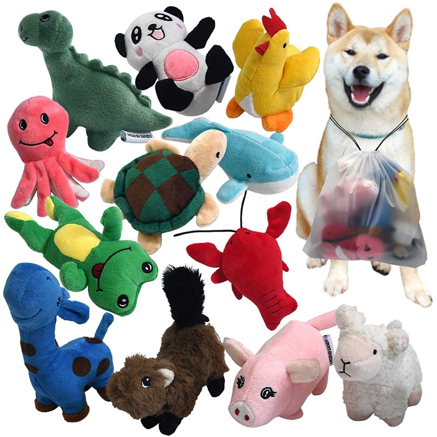 legend sandy Squeaky Plush Dog Toy Pack for Puppy Small Stuffed Puppy Chew Toys 12 Dog Toys Bulk with Squeakers - Healthber