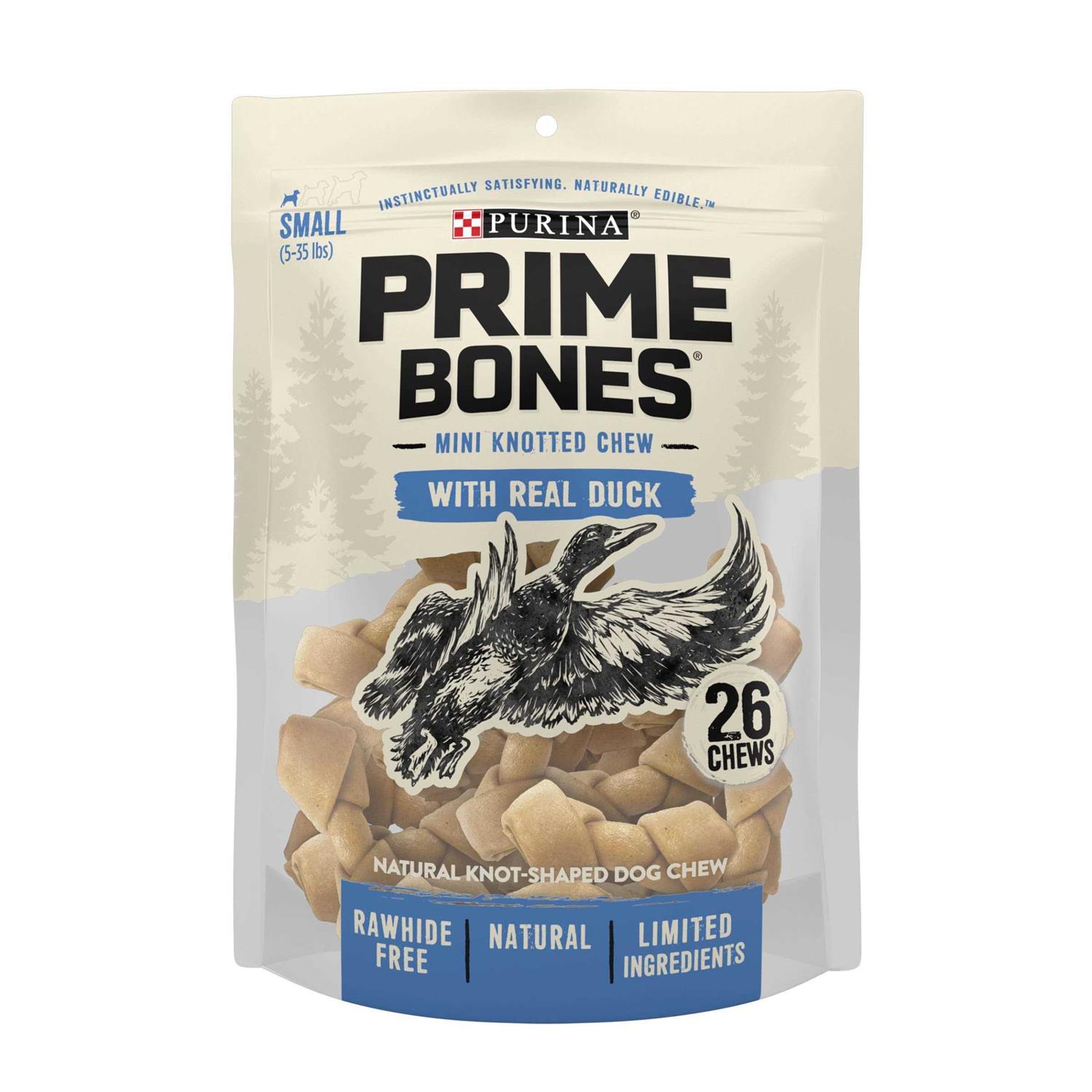 Purina Prime Bones Mini Knotted Chews Rawhide Free Natural Dog Treats - Healthber