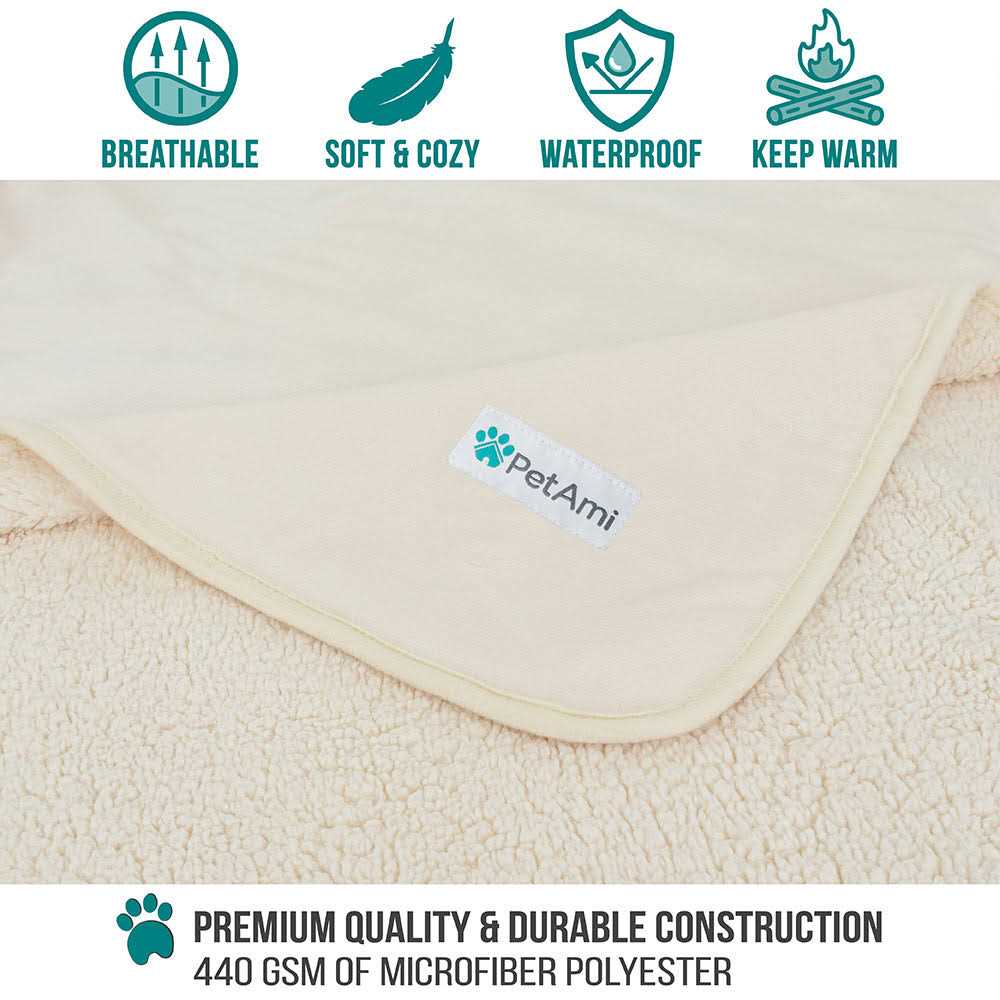 PetAmi Waterproof Dog Blanket Sherpa Fleece Waterproof Pet Blanket For Medium Large Dogs - Healthber