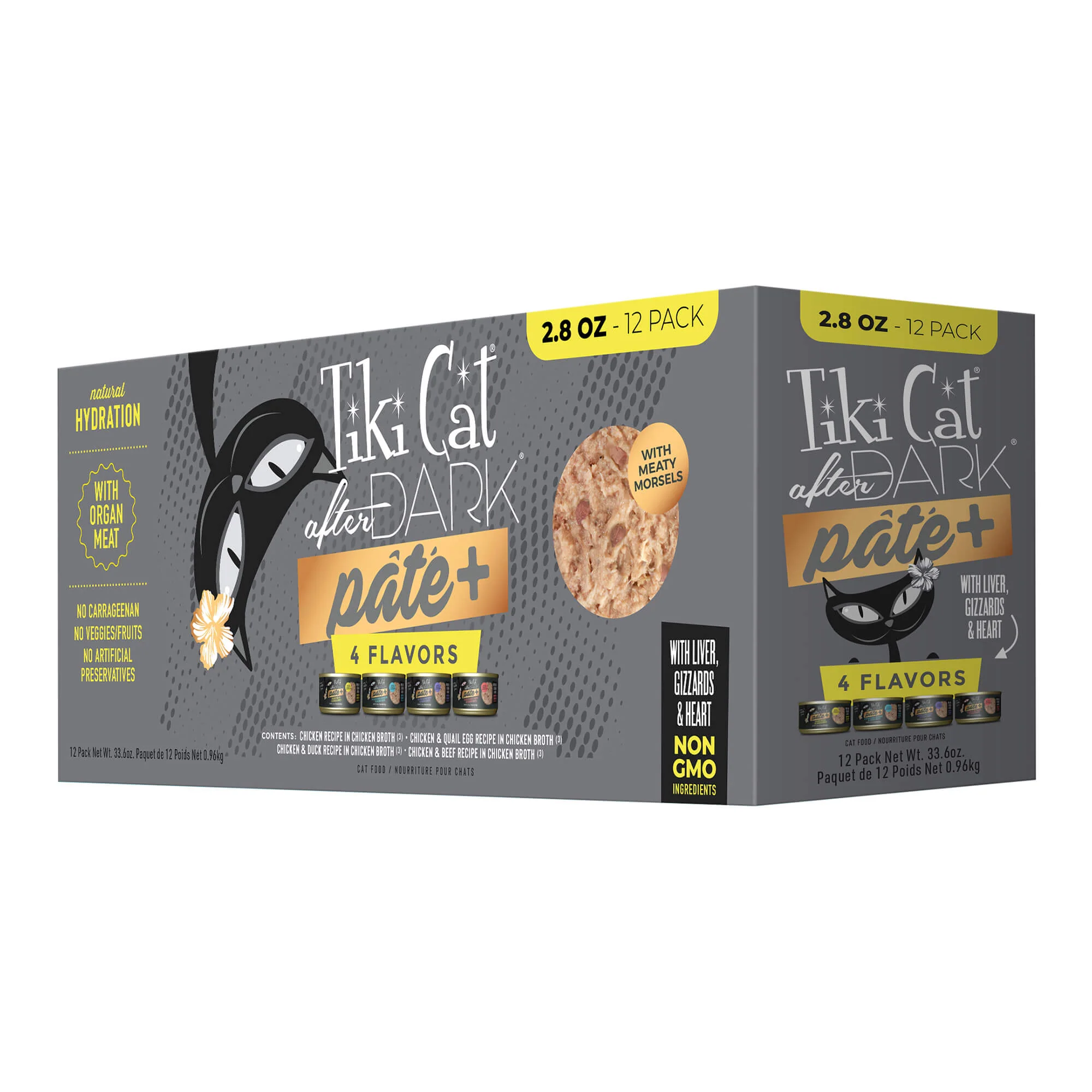 Tiki Cat After Dark Pate+ Wet Cat Food, Variety Pack, 2.8 oz Cans, 12 ct - Healthber