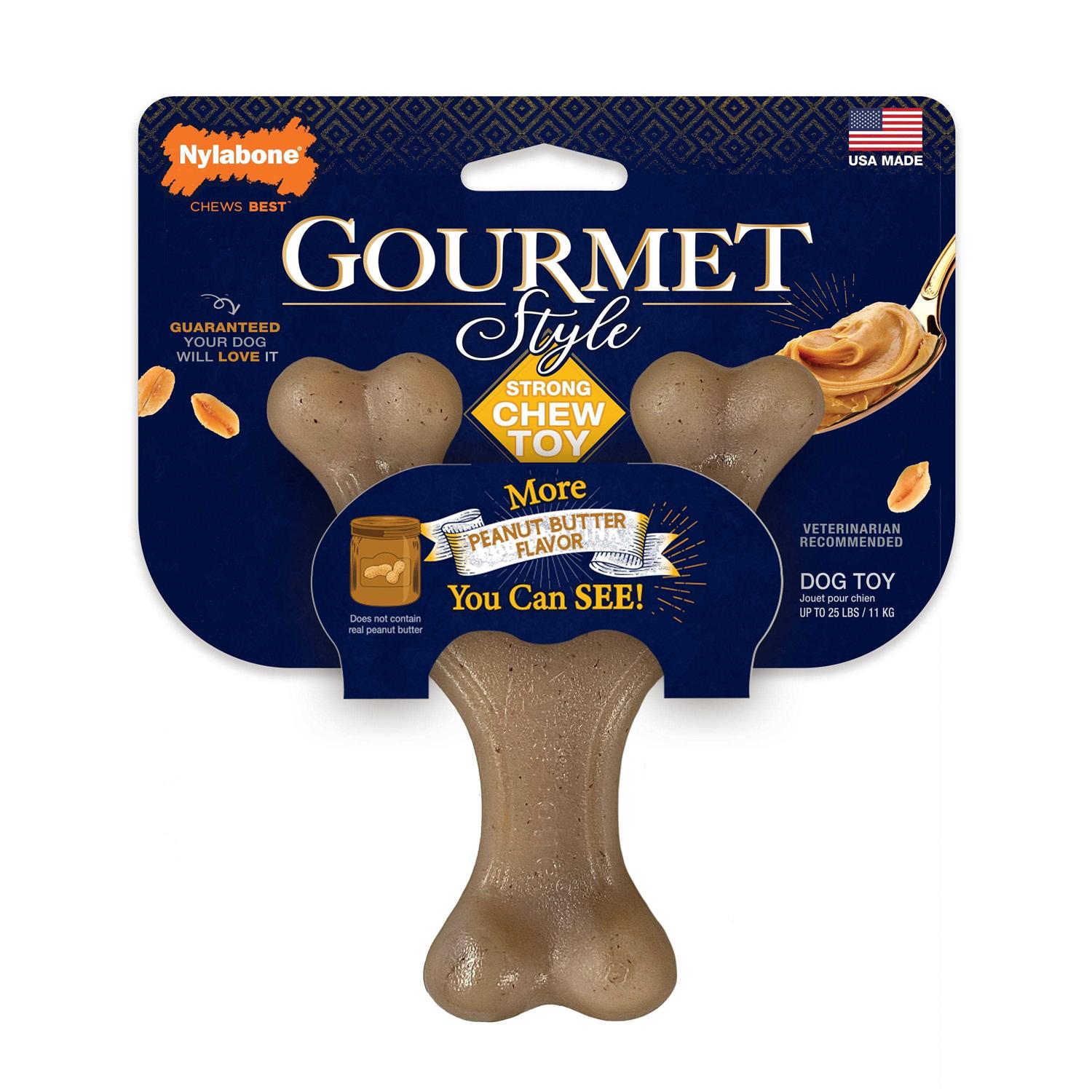 Nylabone Gourmet Style Strong Wishbone Dog Chew Toy Peanut Butter Small/Regular - Healthber