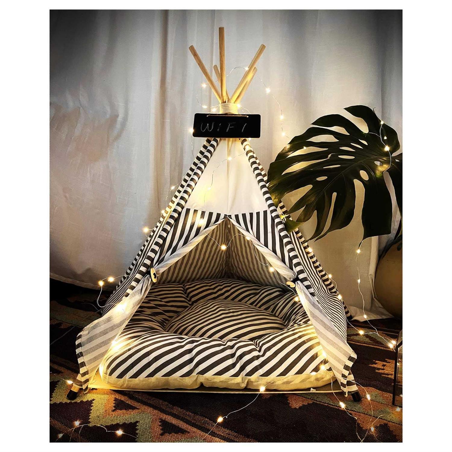 MOWMOWMOW Pet Teepee Tent for Dog House Teepee Tent House with Thick Cushion Washiable Dog Tent 28 Tall Cat House Dog Teepee - Healthber