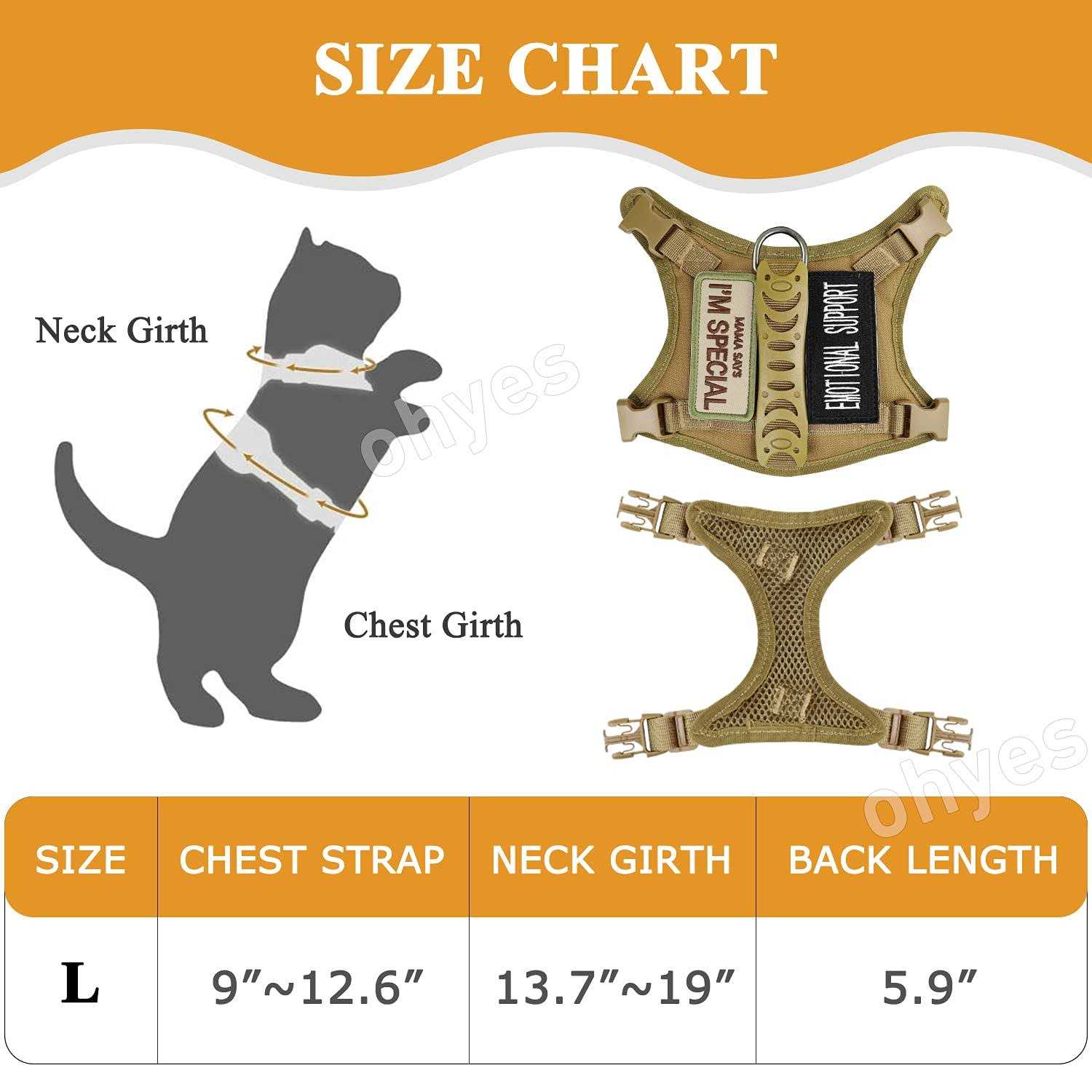 augopapa Tactical Cat Harness for Walking Escape Proof Soft Mesh Adjustable Pet Vest Harness - Healthber