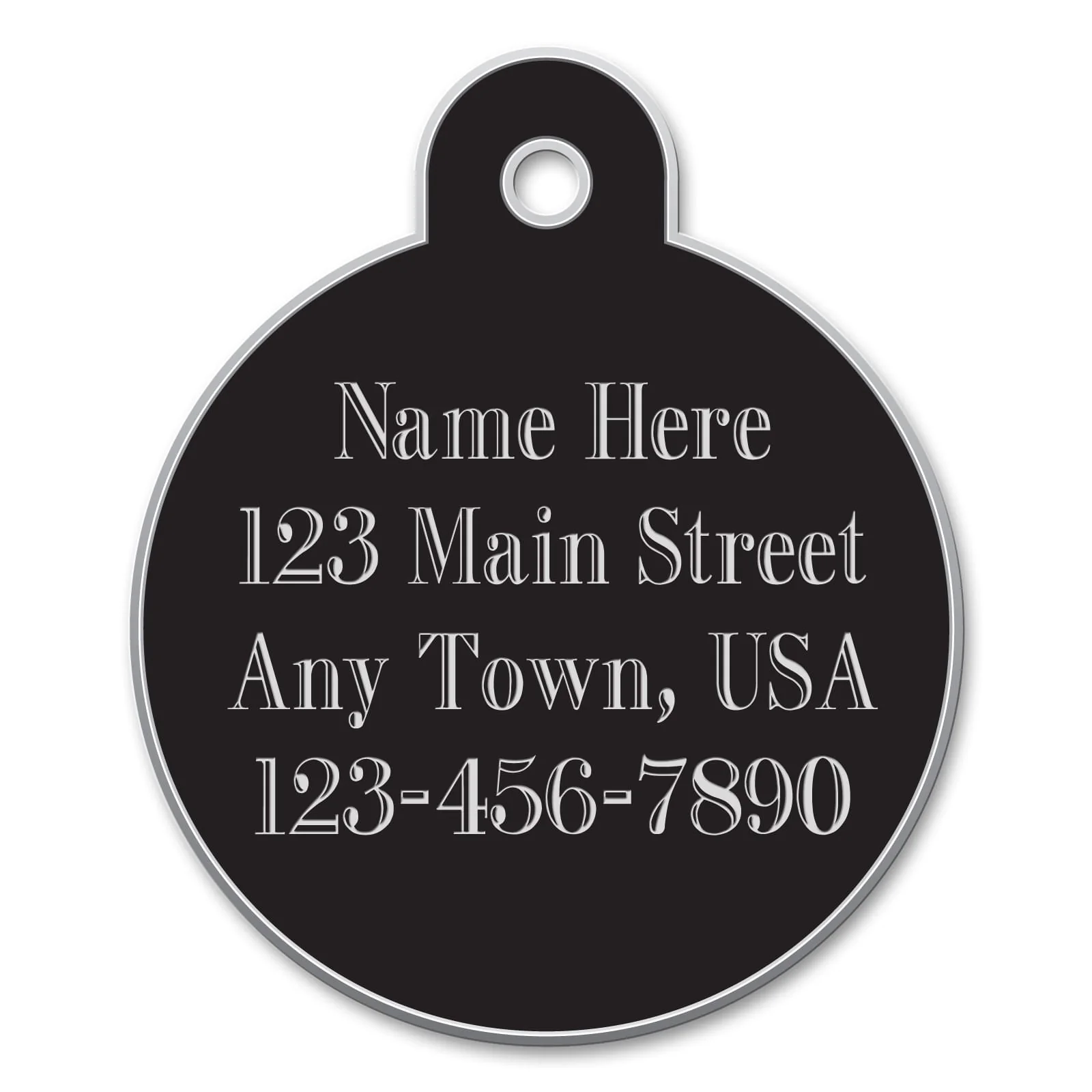 Large Circle Custom Personalized Dog Tag, Black - Healthber