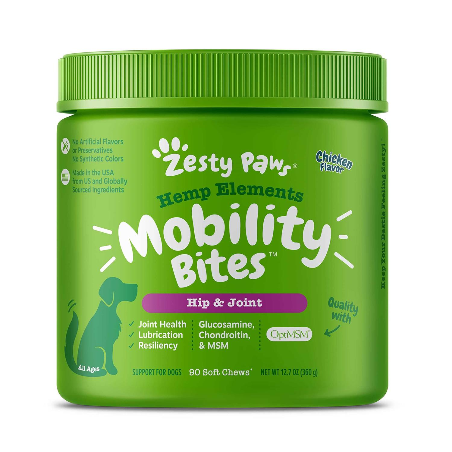 Zesty Paws Hemp Elements Mobility Bites for Dogs - Healthber
