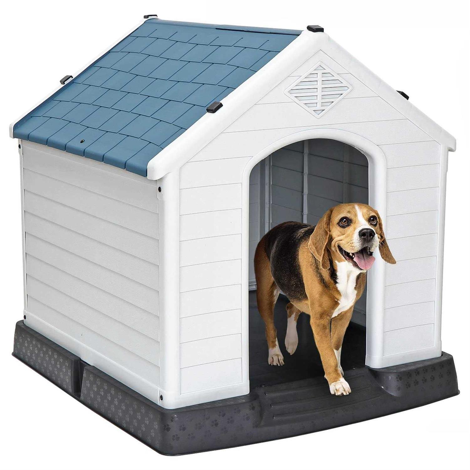 ZENY Plastic Dog House Waterproof Dog Kennel with Air Vents and Elevated Floor All Weather Indoor Outdoor Insulated Doghouse Puppy Shelter - Healthber