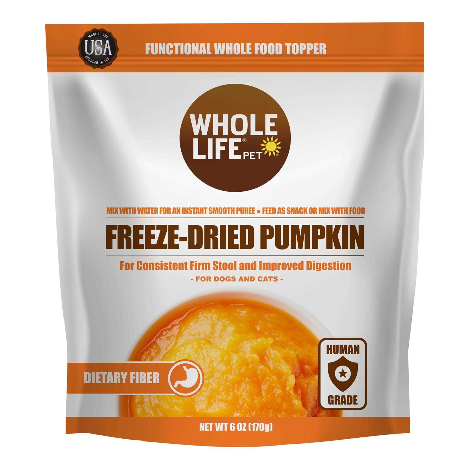 Whole Life Pet Human Grade Freeze Dried Instant Pumpkin Powder for Dogs & Cats - Healthber