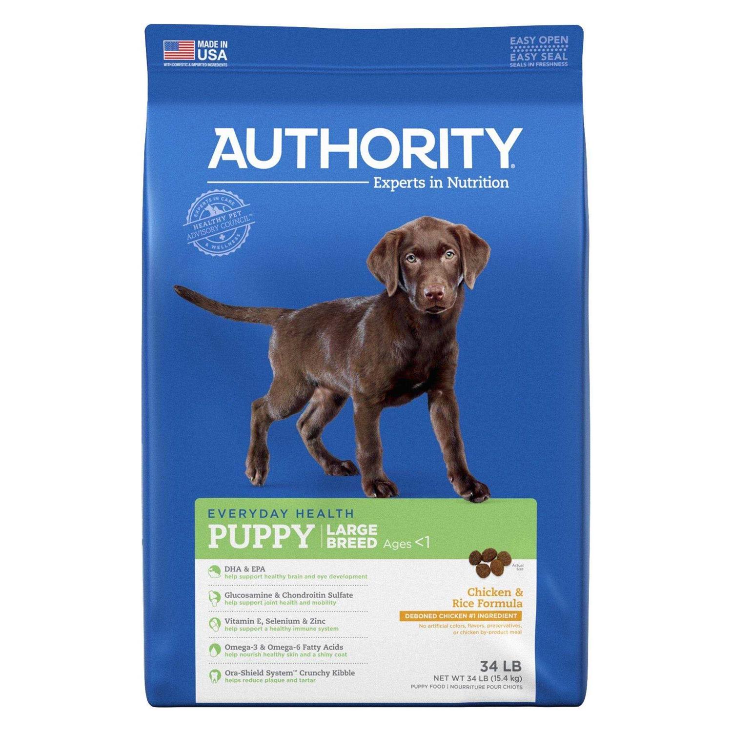 Authority Chicken Rice Formula Large Breed Puppy Dry Dog Food - Healthber