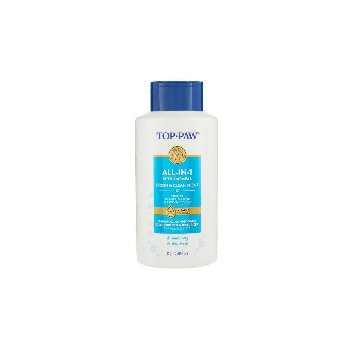 Top Paw All-In-1 with Oatmeal Dog Shampoo, Conditioner, Deodorizer and Moisturizer - Healthber