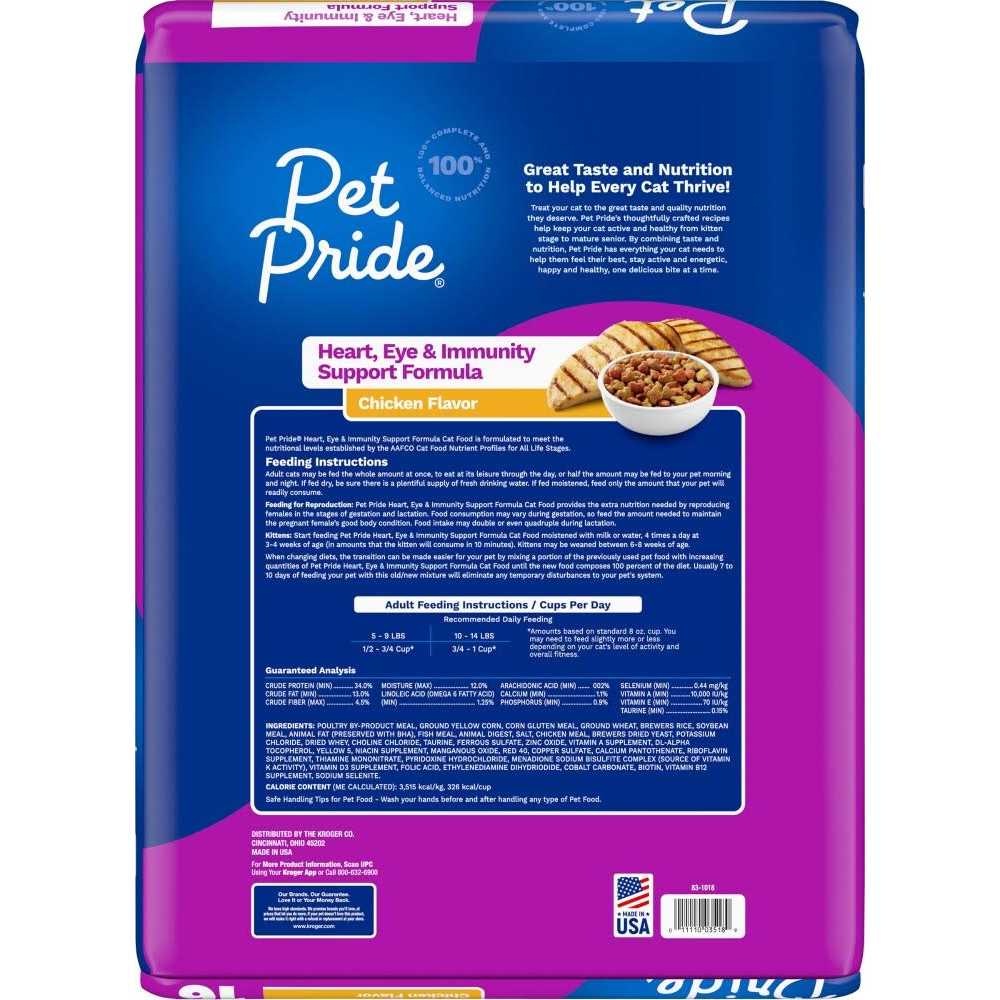 Kroger Pet Pride Chicken Flavor Heart, Eye & Immunity Support Formula 100% Complete And Balanced Nutrition Cat Food - Healthber