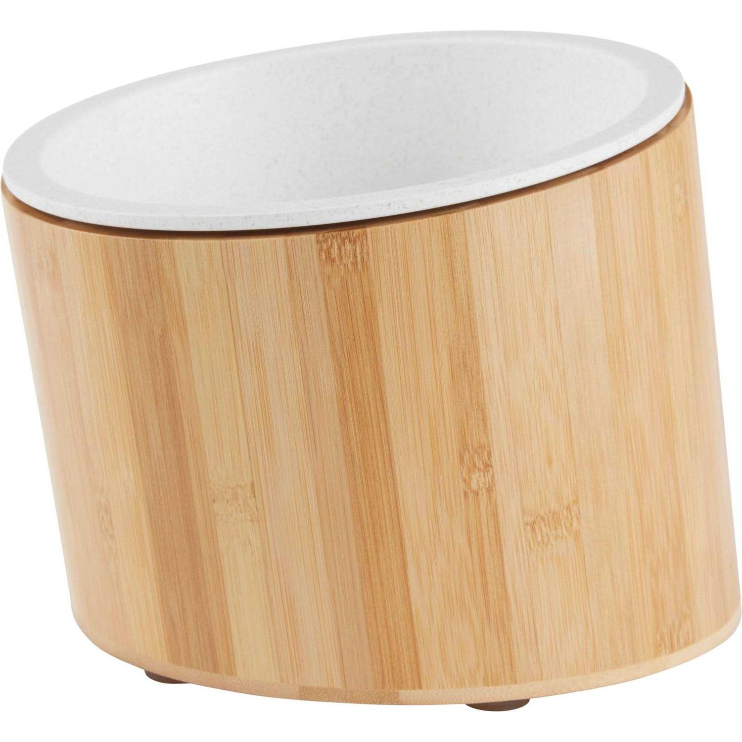 Frisco Slanted Non-Skid Elevated Bamboo Melamine Bowl with Bamboo Stand - Healthber