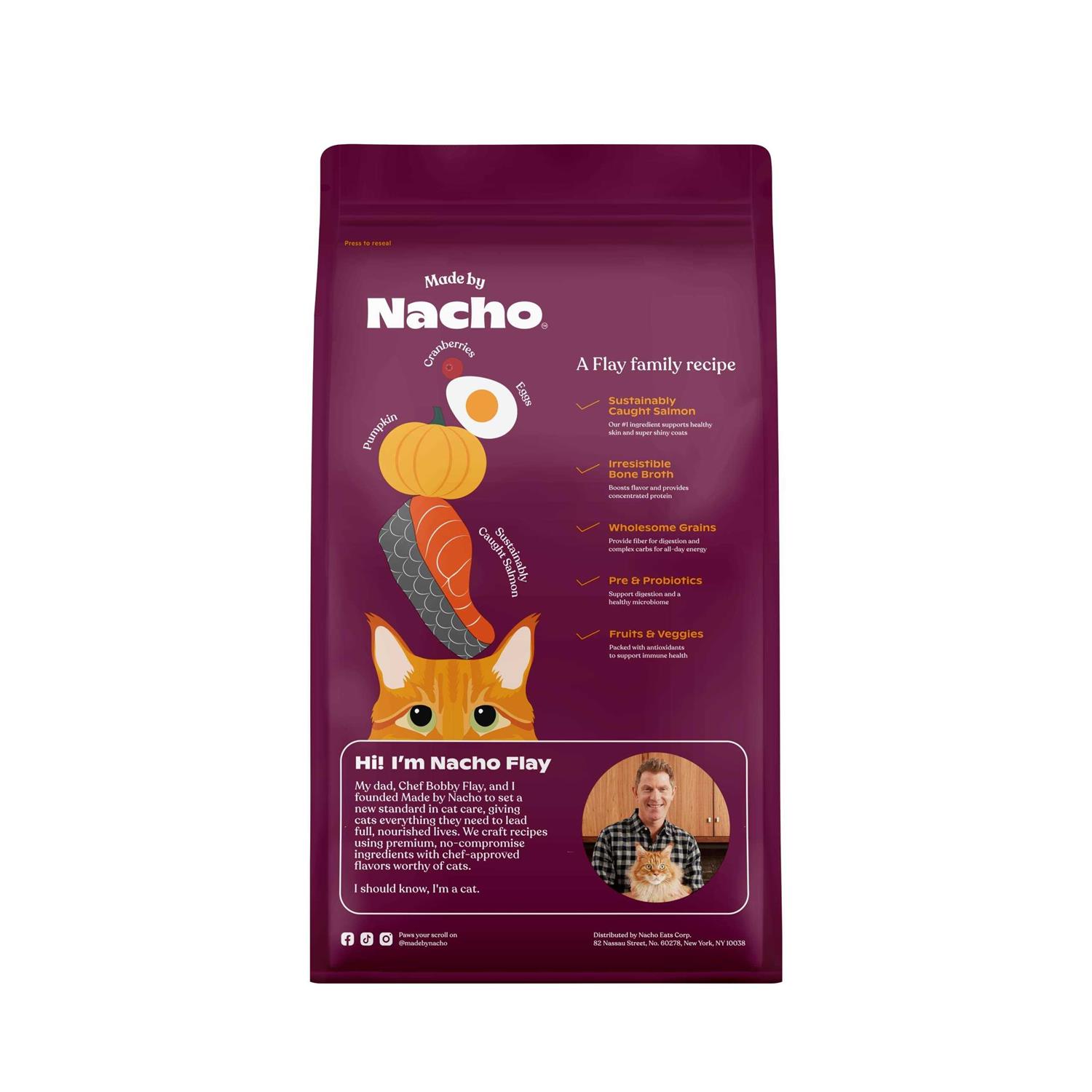 Made by Nacho Bone Broth Infused Sustainably Caught Salmon & Pumpkin Recipe Dry Cat Food - Healthber