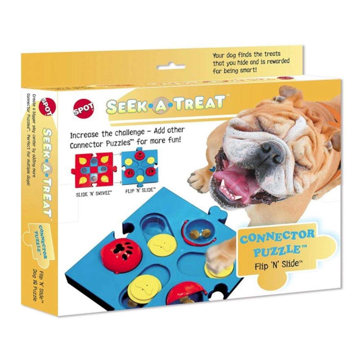 Spot Seek A Treat Flip N Slide Connector Puzzle Interactive Dog Treat and Toy Puzzle - Healthber