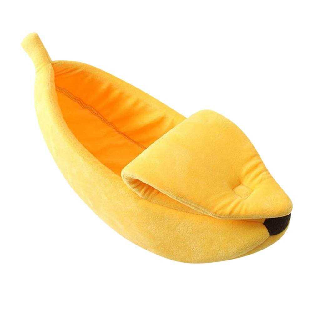 haixclvyE Creative Banana Shape Cat Nest Pet Bed Soft Warm Cat Bed for Winter Cat Tent Self-Warming Sleeping Bed Puppy Kitten Warm House Bed - Healthber