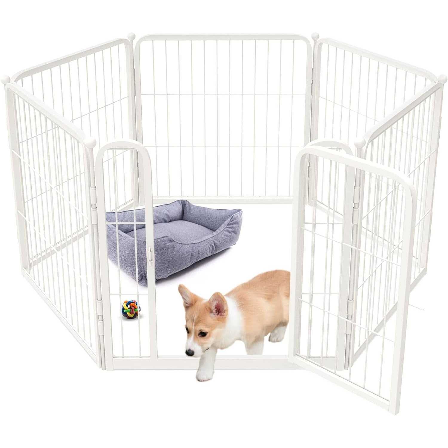 Fxw HomePlus Dog Playpen Indoor Panels 24 inch Height Dog Fence Exercise Pen for small Dogs, inside Pet Puppy Playpen with Silicone Foot Pads and - Healthber