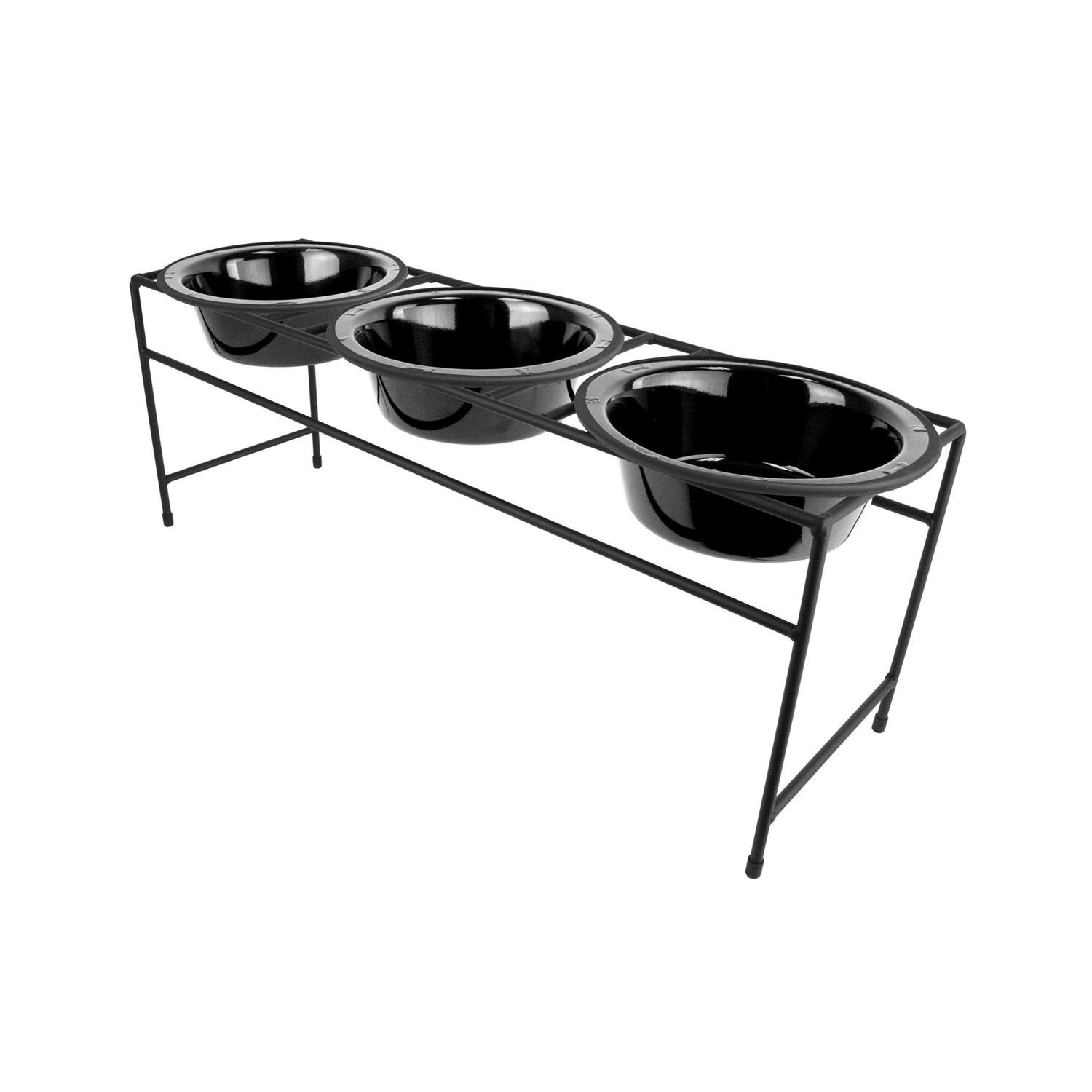 Platinum Pets Triple Diner Feeder With Stainless Steel Dog Bowls - Healthber