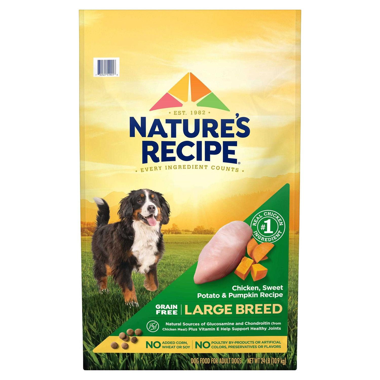 Nature’s Recipe Large Breed Grain-Free Chicken Sweet Potato & Pumpkin Recipe Dry Dog Food - Healthber