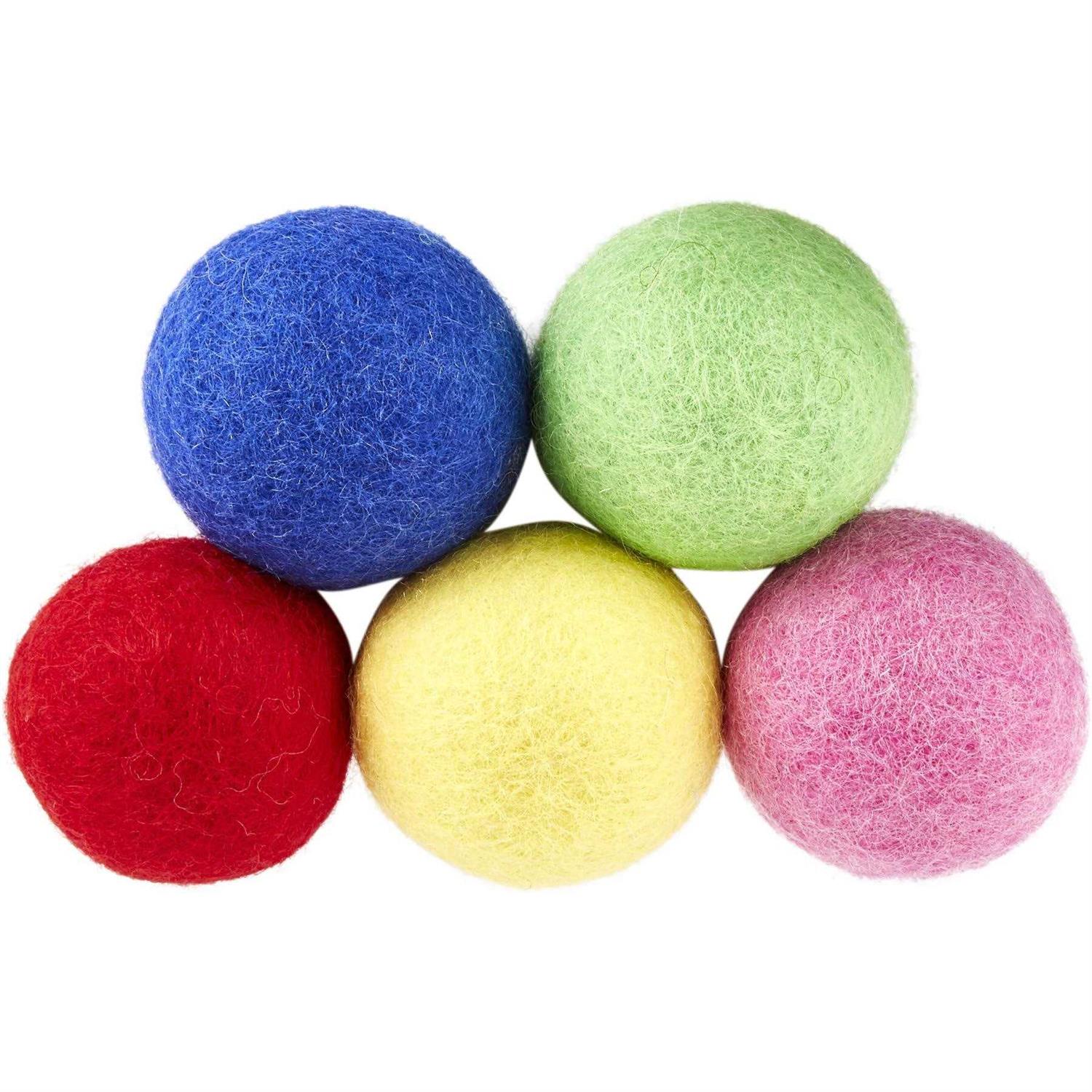Earthtone Solutions Wool Felt Ball Toys for Cats and Kittens Fun Adorable Colorful Soft Quiet Felted Fabric Balls - Healthber