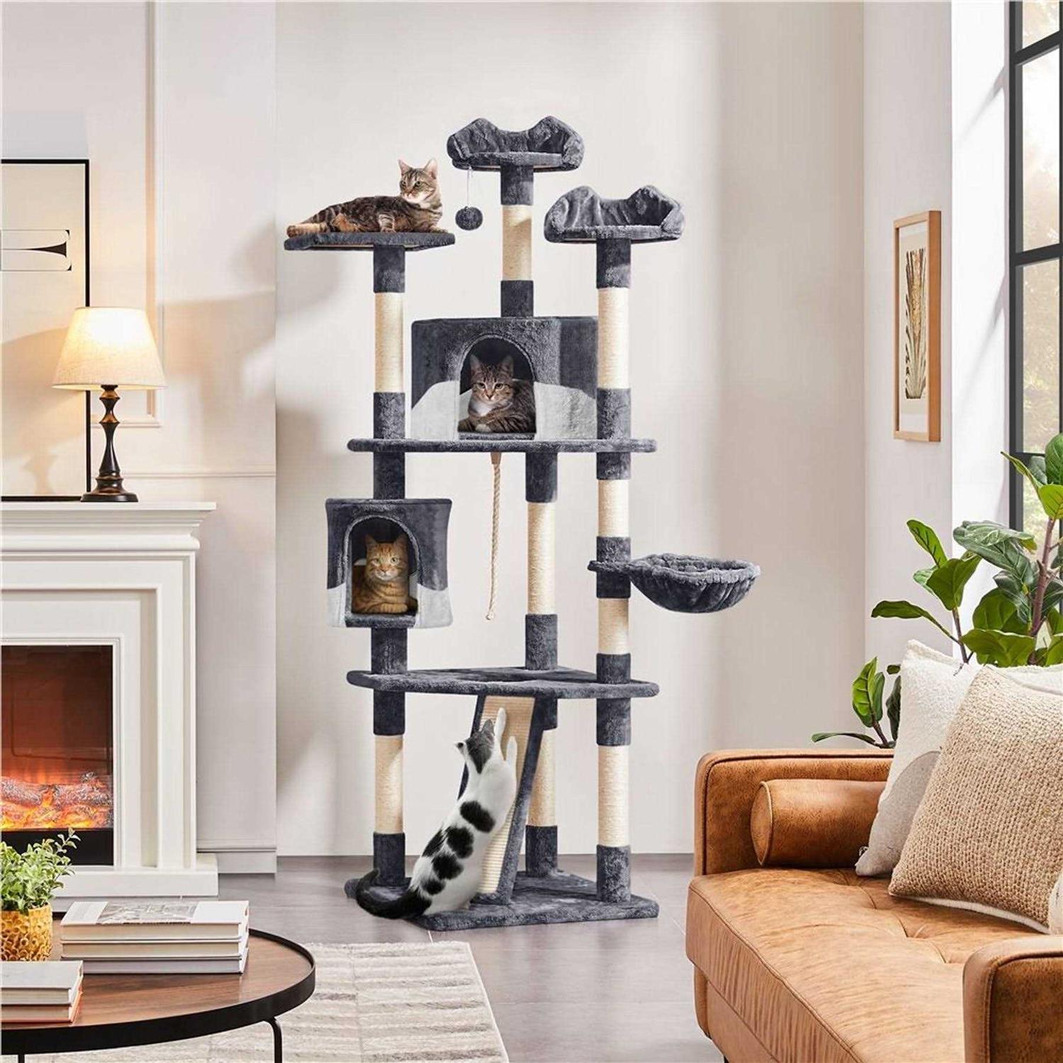 Yaheetech 79-in Plush Cat Tree & Condo - Healthber