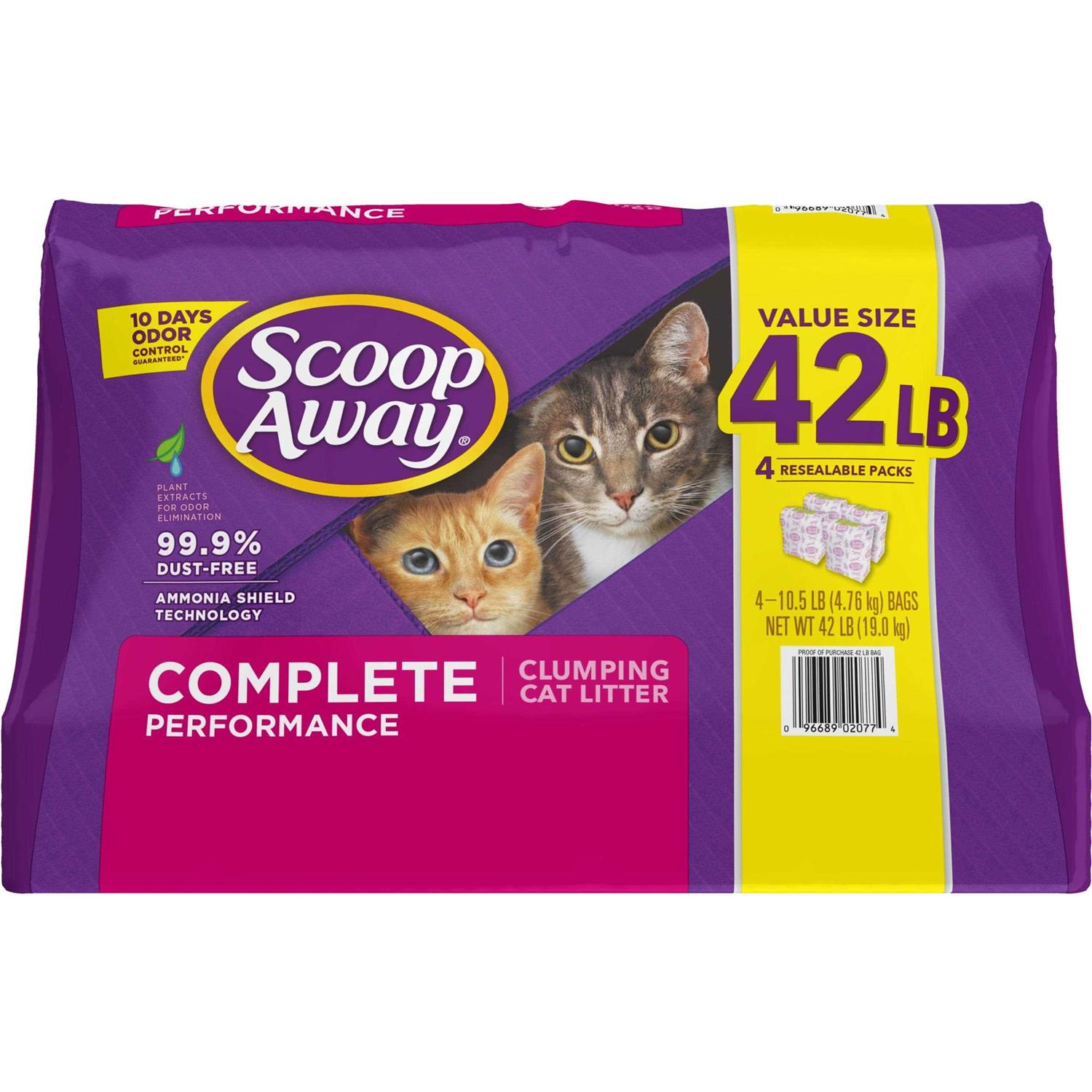 Scoop Away Complete Performance Fresh Scented Clumping Clay Cat Litter, 10.5-lb bag, pack of 4 - Healthber