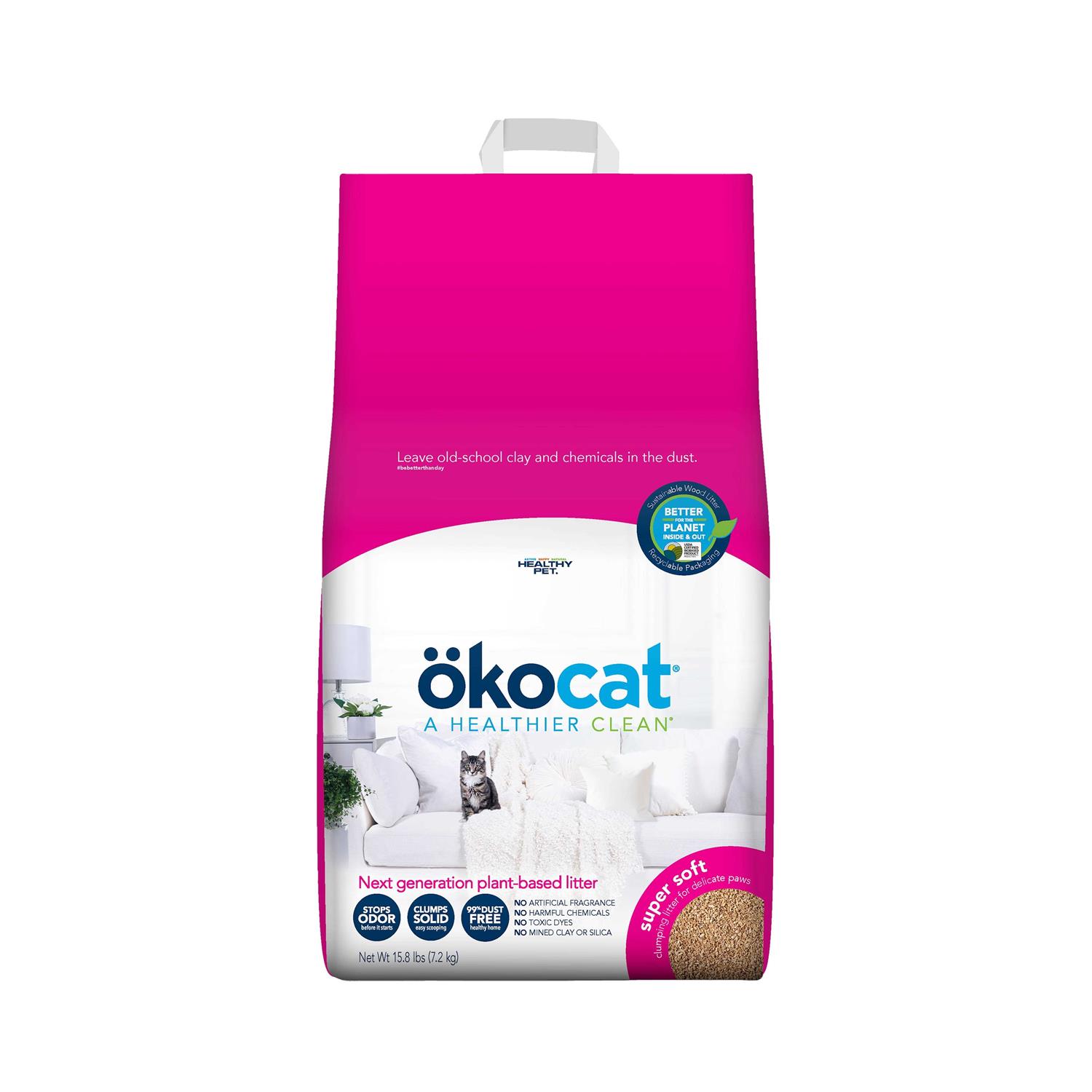Okocat Super Soft Clumping Wood Cat Litter - Healthber