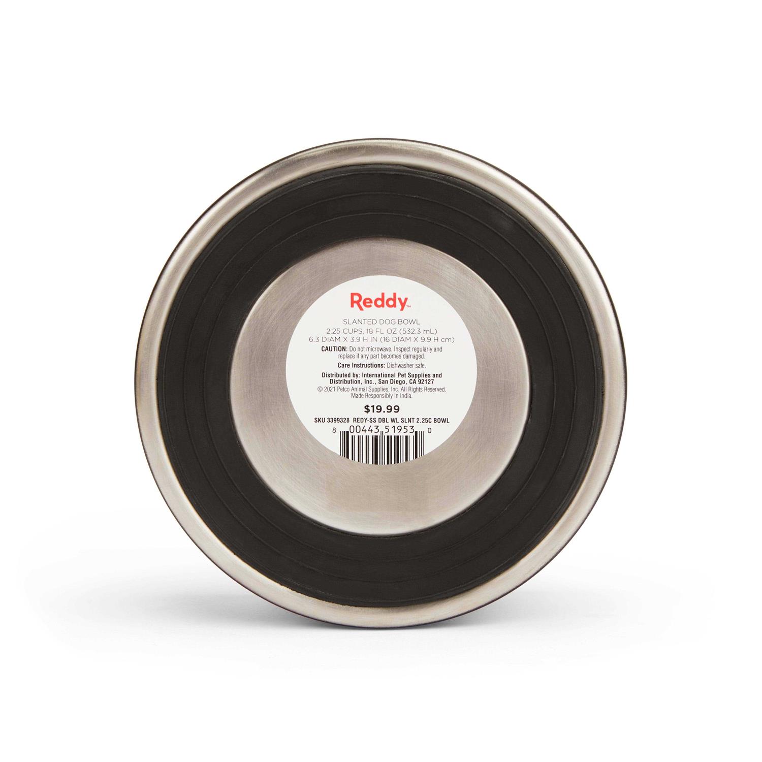 Reddy Slanted Stainless-Steel Slanted Dog Bowl - Healthber