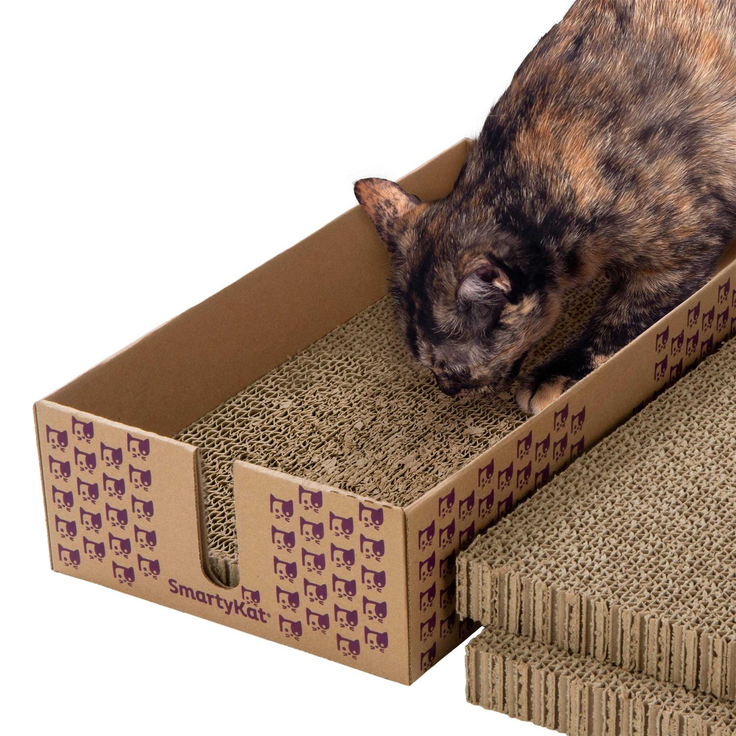 SmartyKat Super Scratcher+ Stacker Catnip-Infused Cardboard Corrugate Cat Scratch Pad Bed - Healthber