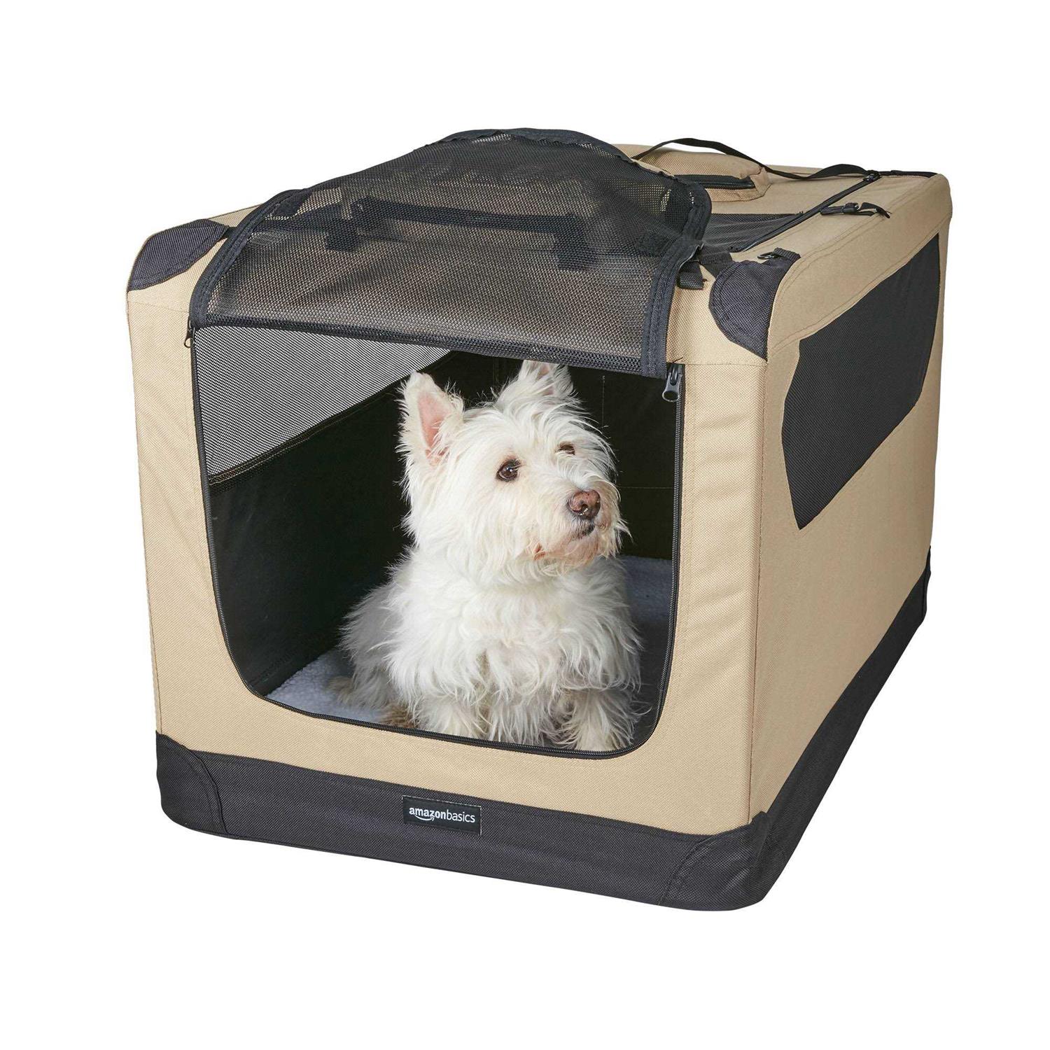 Amazon Basics 2-door Soft-sided Folding Travel Crate Dog Kennel - Healthber