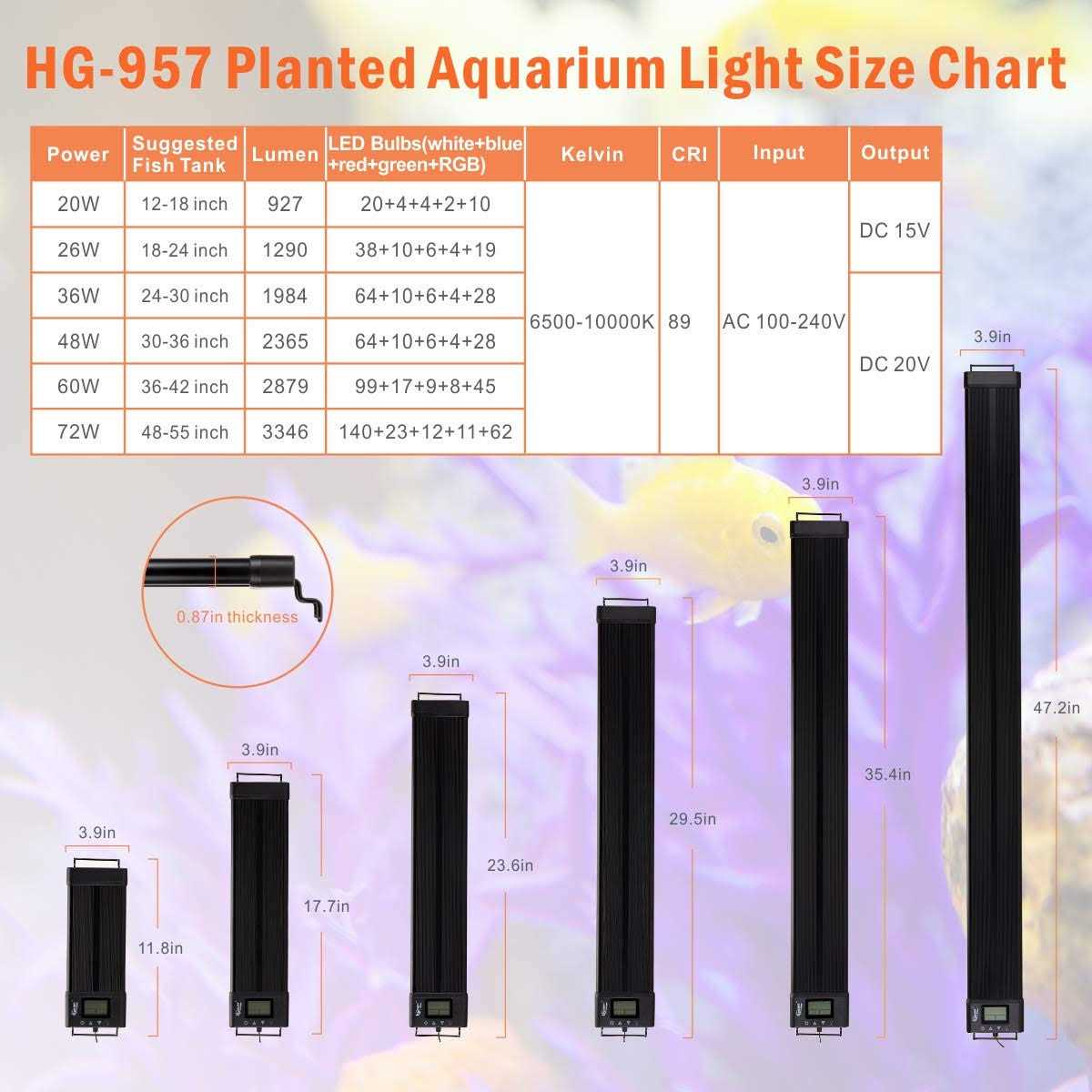 Hygger Auto On Off LED Aquarium Light Extendable 7 Colors Full Spectrum Light Fixture for Freshwater Planted Tank Build - Healthber