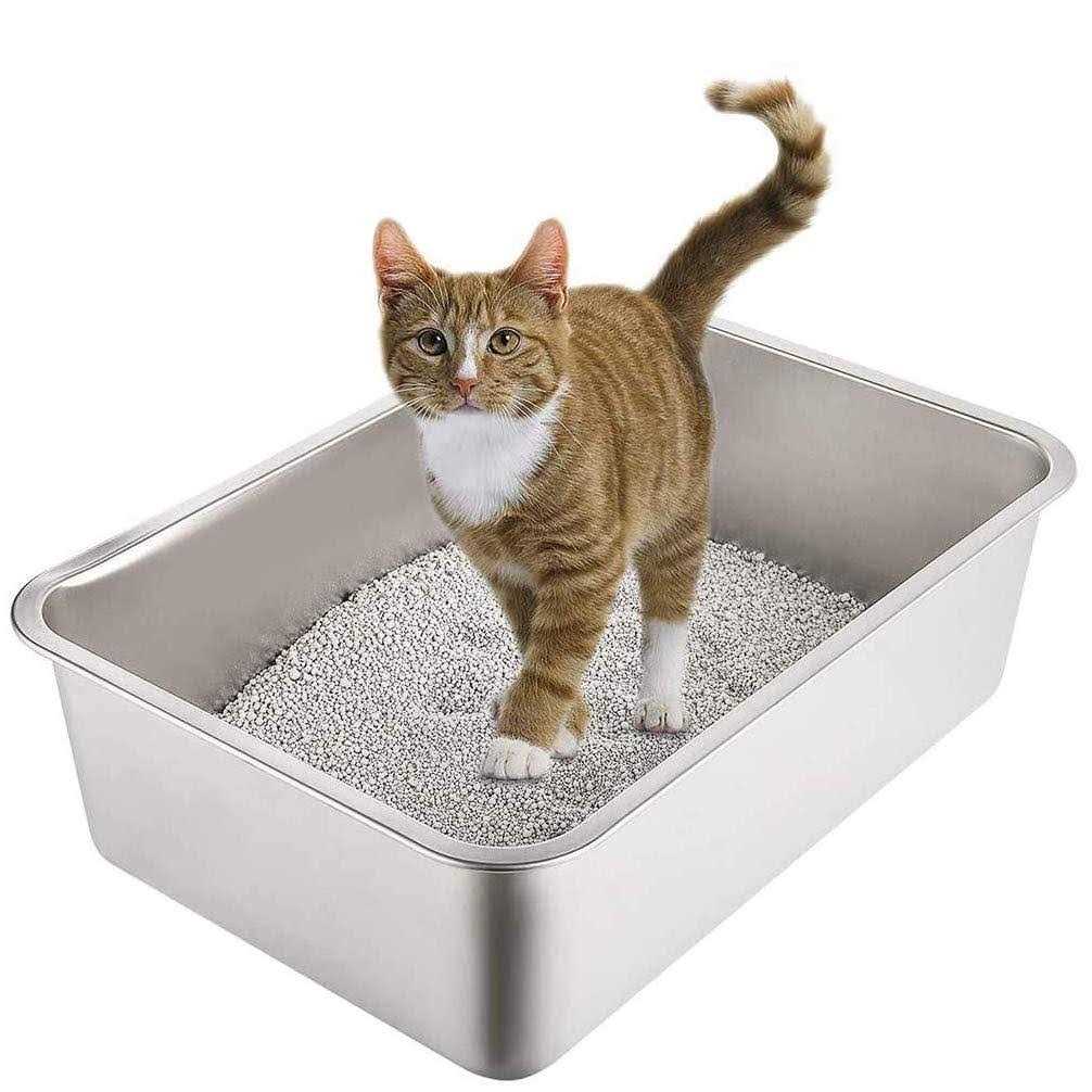 Yangbaga Stainless Steel Litter Box for Cat and Rabbit Odor Control Litter Pan - Healthber