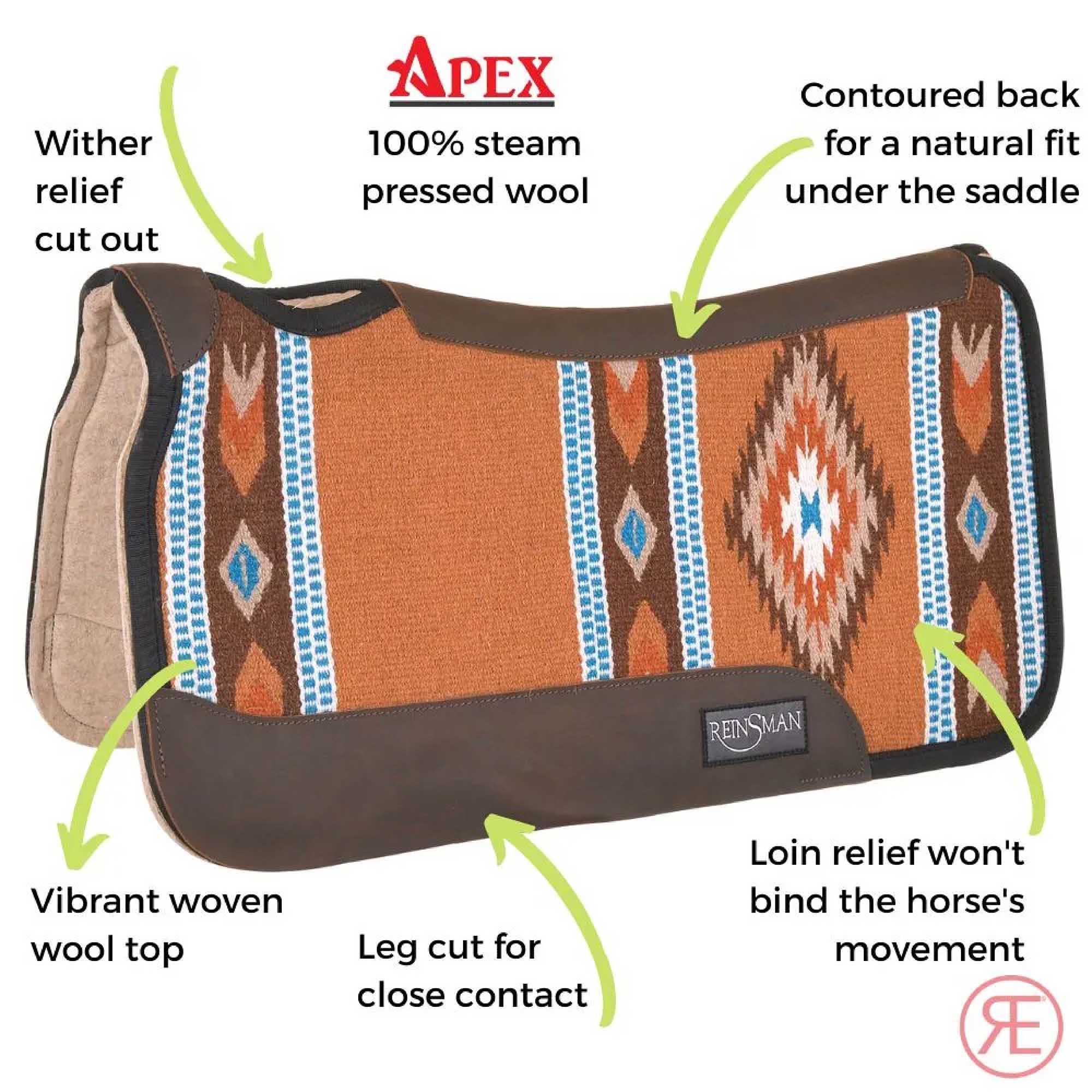 Reinsman Ranahan Wool Saddle Pad - Healthber