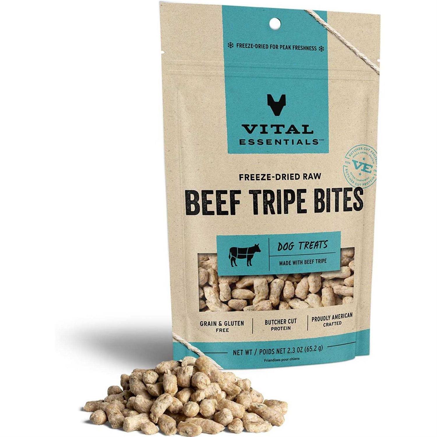 Vital Essentials Freeze Dried Beef Tripe Bites Dog Treats - Healthber