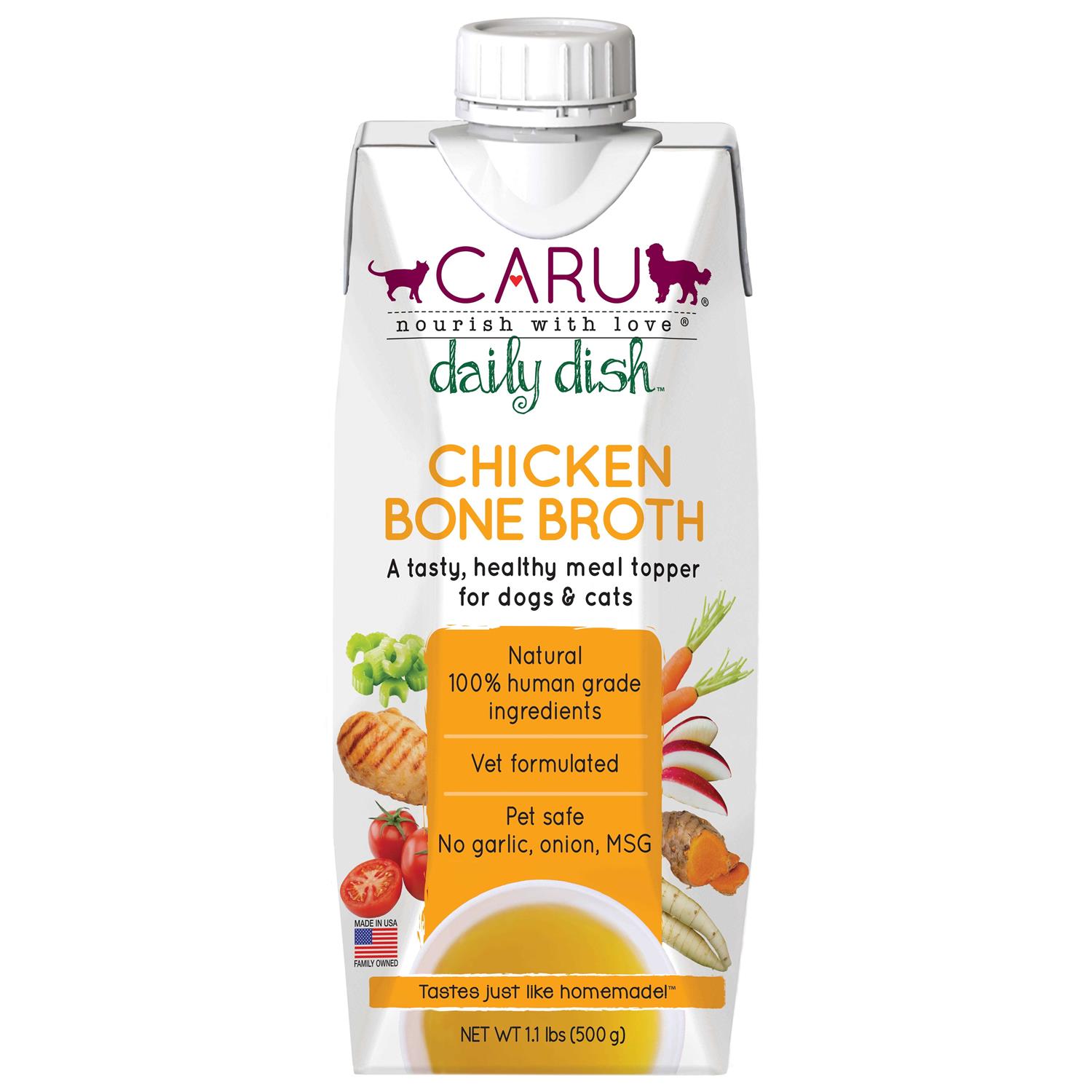 Caru Daily Dish Chicken Broth Meal Topper for Dogs and Cats - Healthber