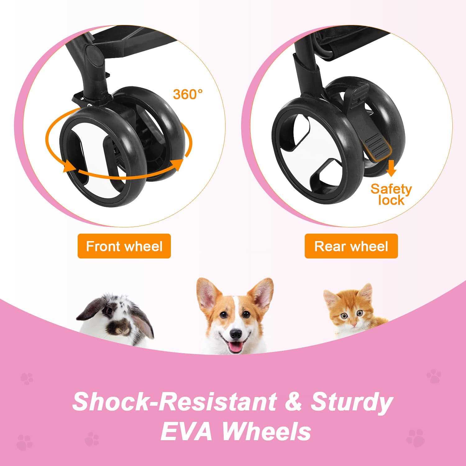 Bestpet 3-in-1Pet Stroller Premium Multifunction Dog Cat with Detachable Carrier &Cup Holder - Healthber