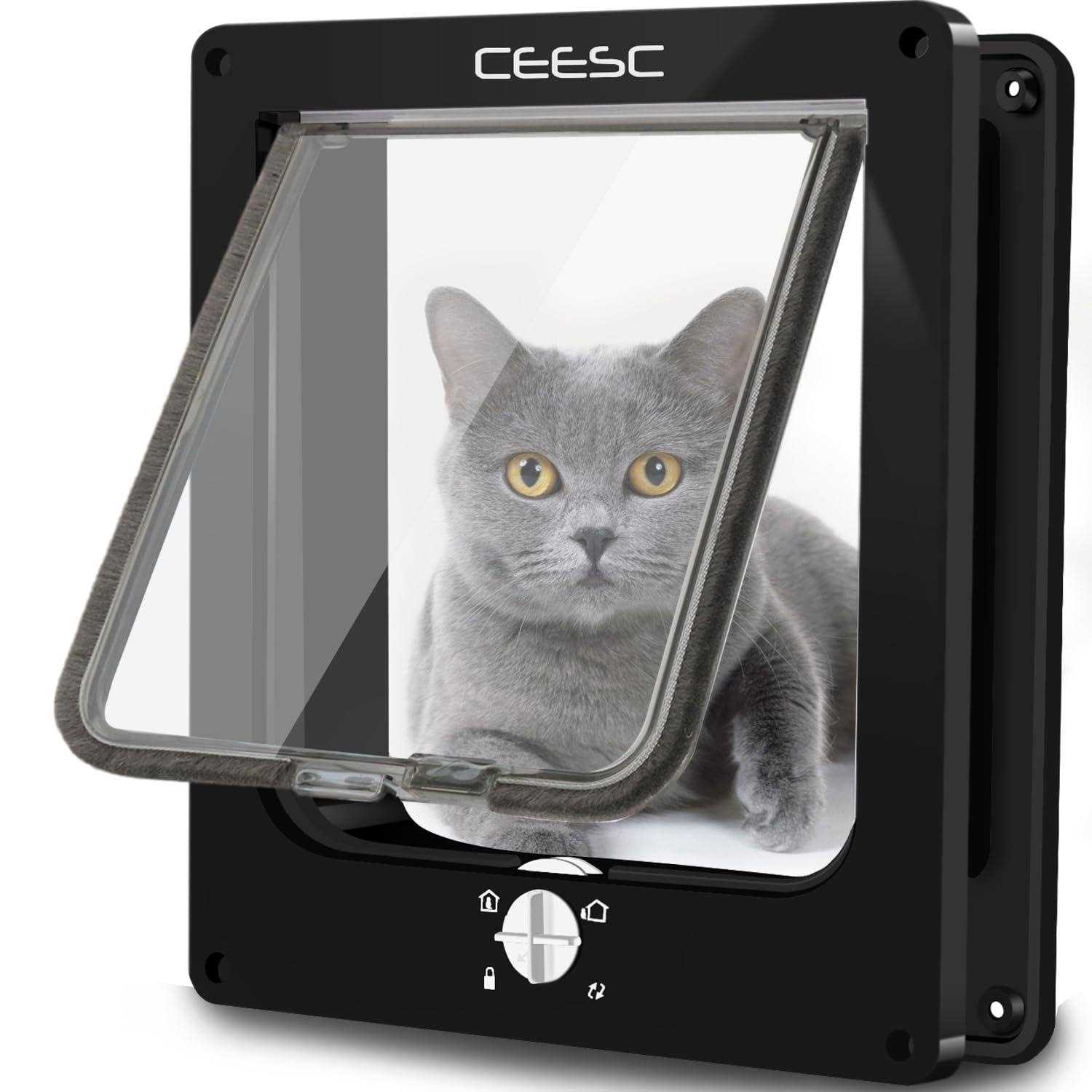 CEESC Cat Magnetic Pet Door 4 Way Lock for Cats and - Healthber