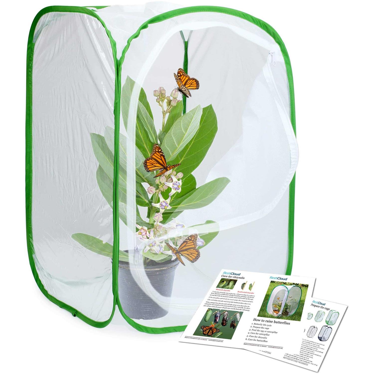 RESTCLOUD Insect and Butterfly Habitat Cage Terrarium Pop-up Tall - Healthber