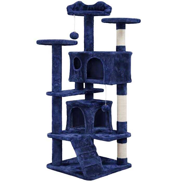 Topeakmart Plush Cat Tree with 2 Condos - Healthber