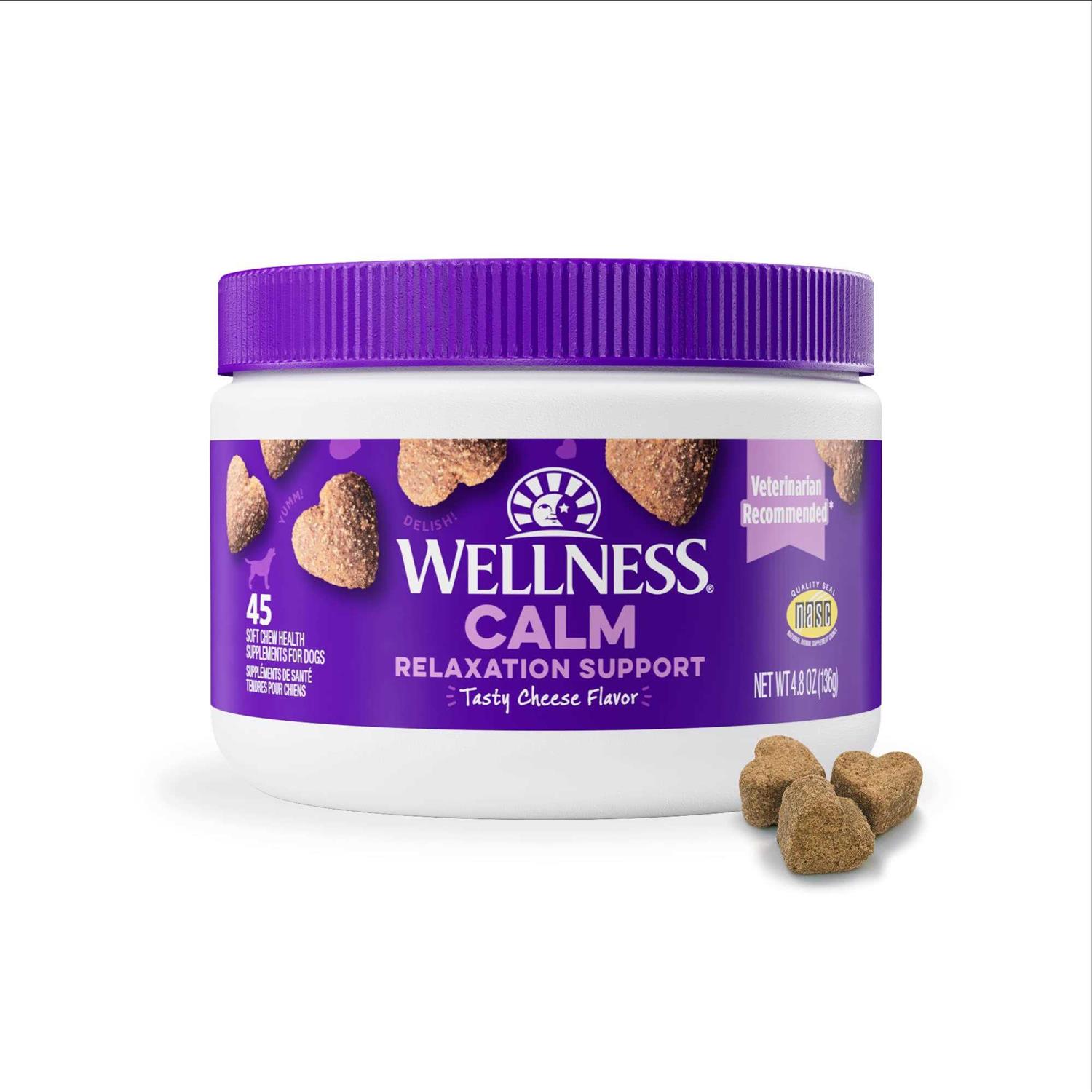 Wellness Tasty Cheese Flavored Soft Chews Calming Supplements for Dogs - Healthber
