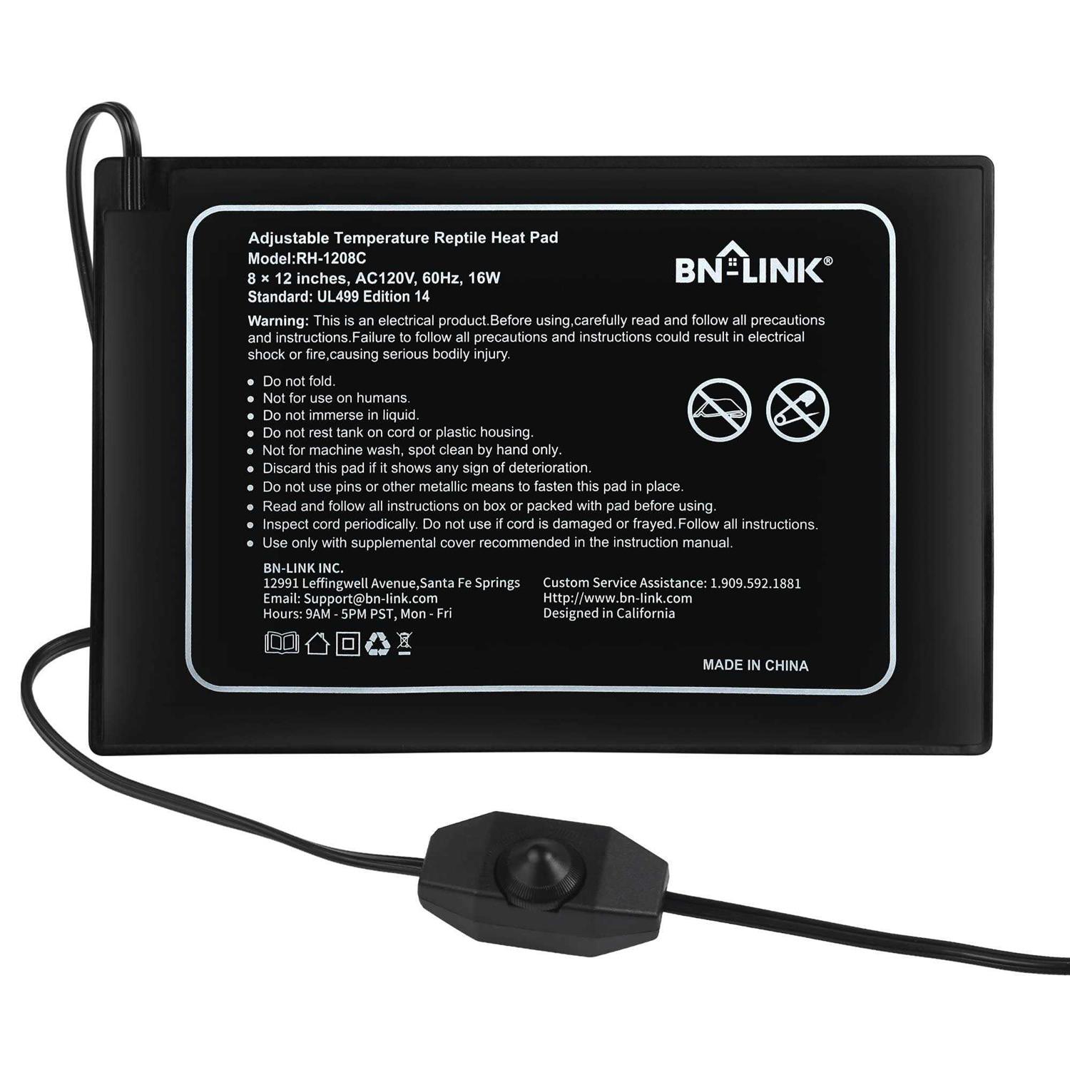 BN-LINK Reptile Heating Pad 8 X 12 with Adjust Knob - Healthber